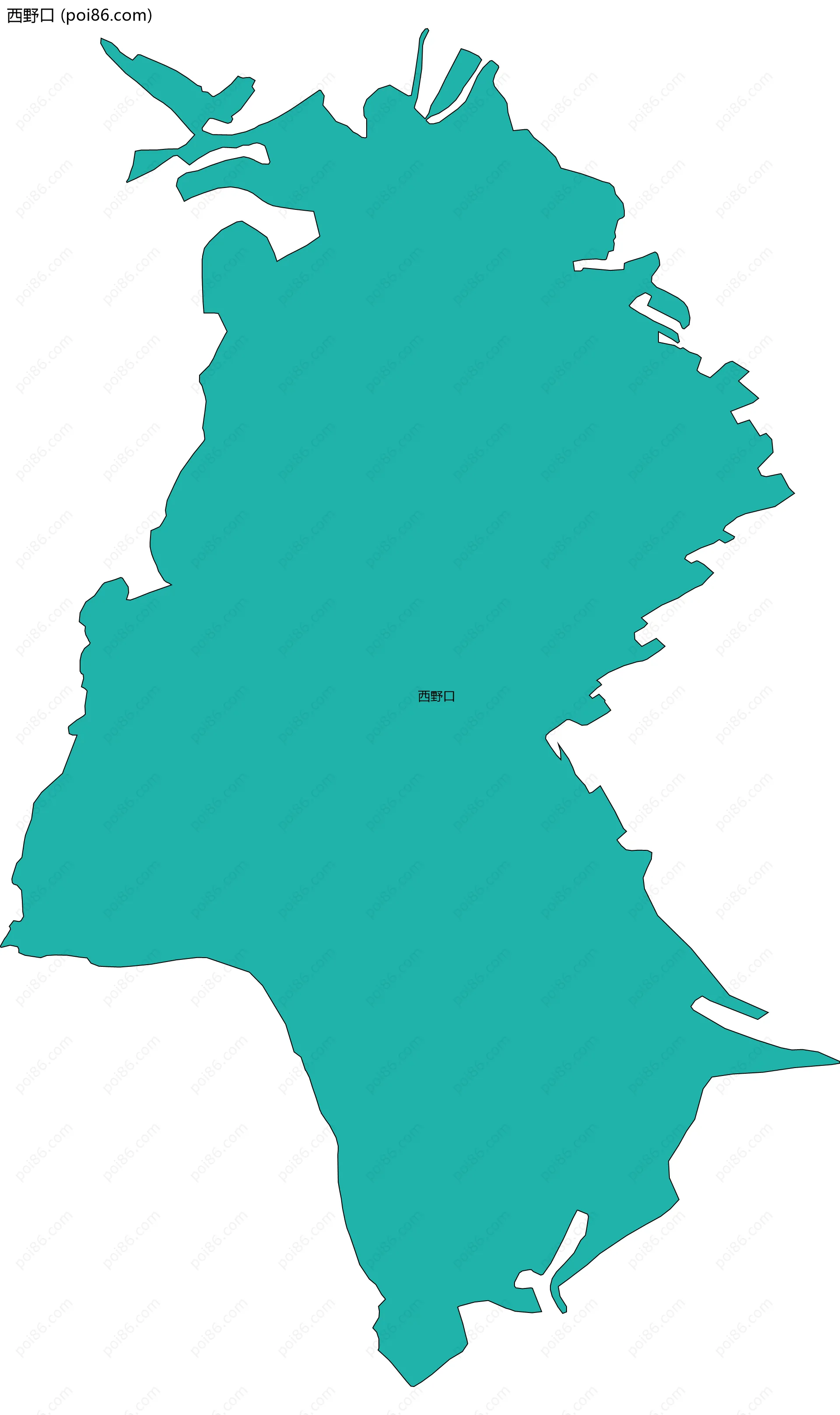 西野口边界地图