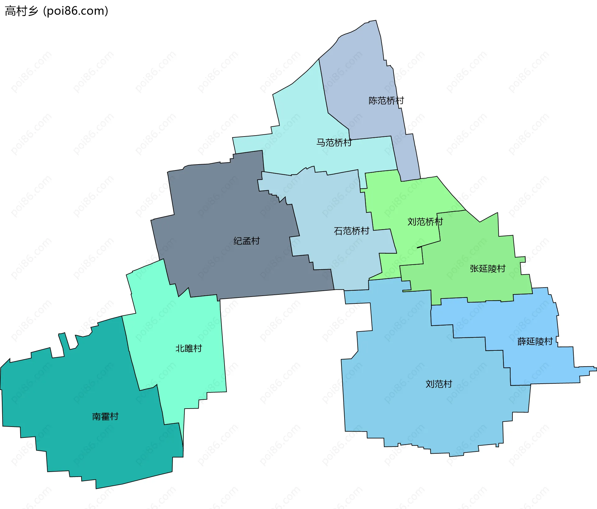 高村乡边界地图(五级行政区划)