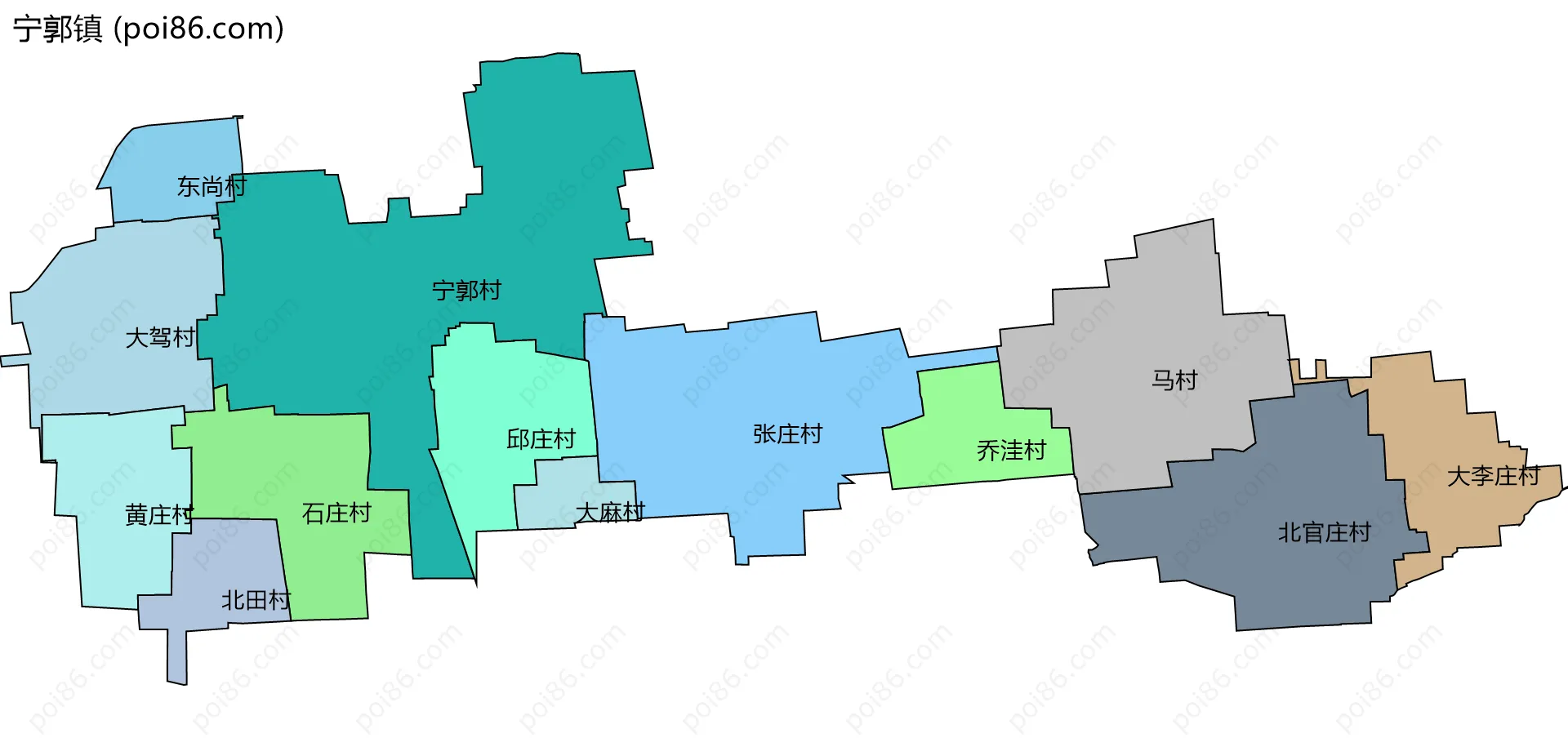 宁郭镇边界地图(五级行政区划)