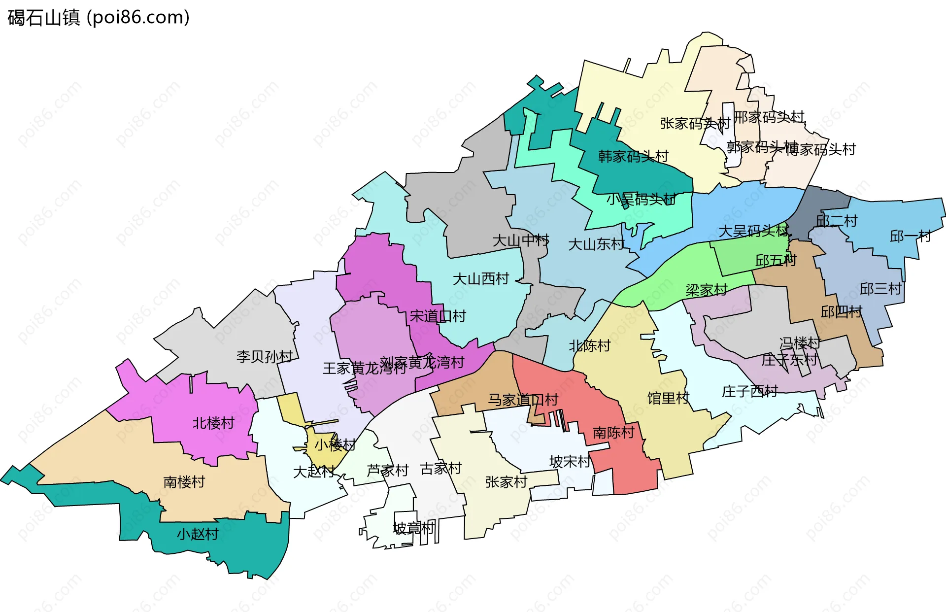 碣石山镇边界地图(五级行政区划)