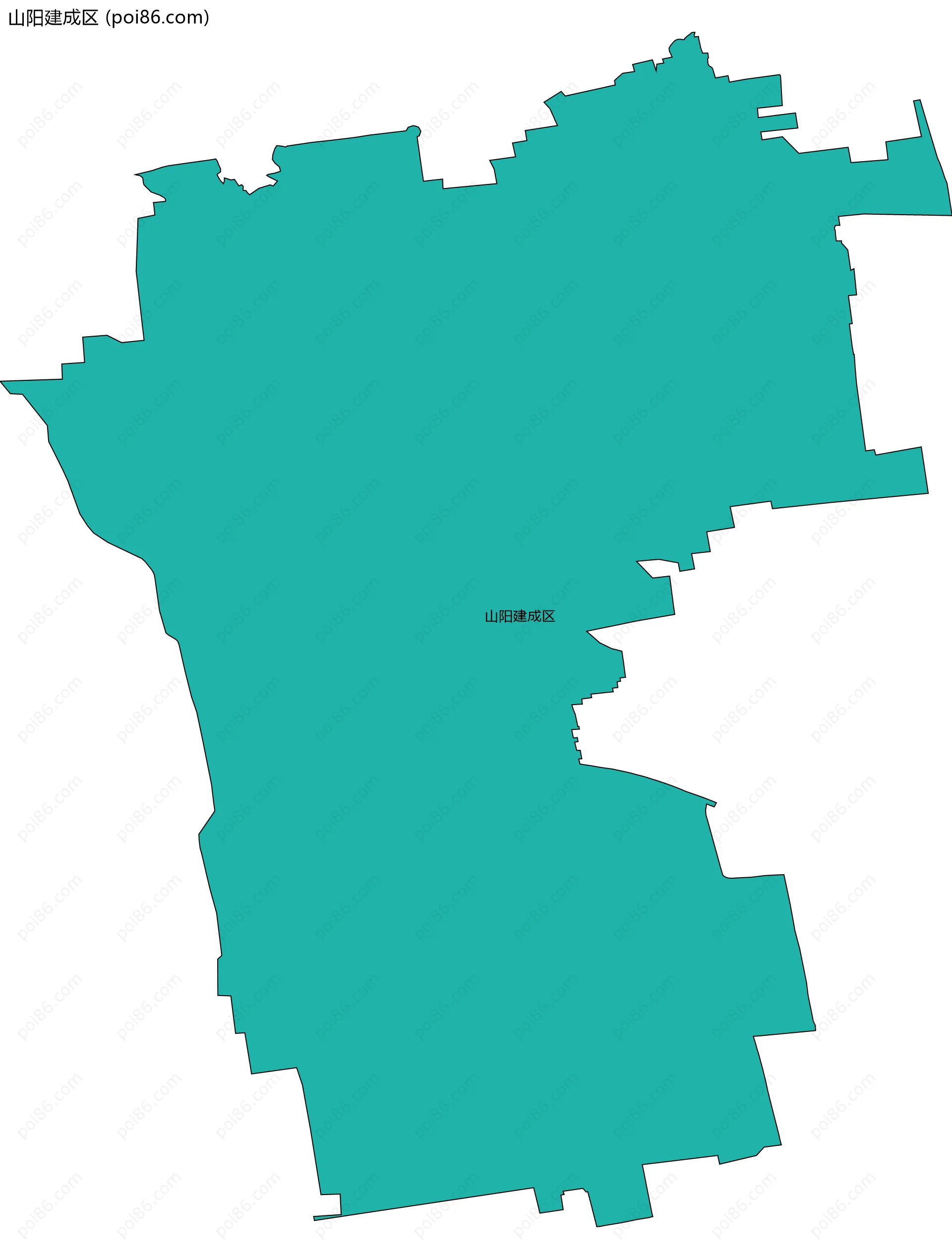 山阳建成区边界地图(五级行政区划)