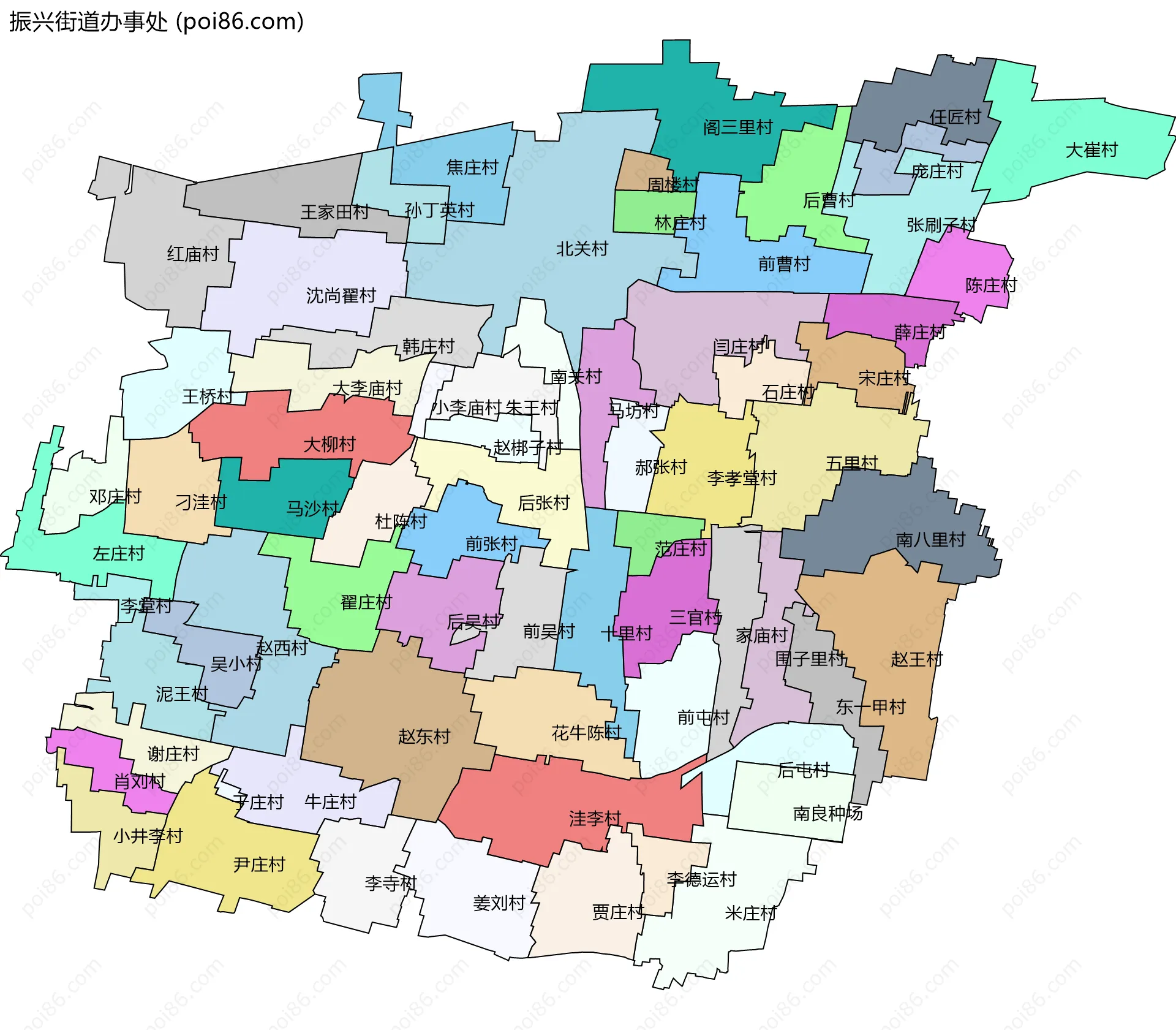 振兴街道办事处边界地图(五级行政区划)