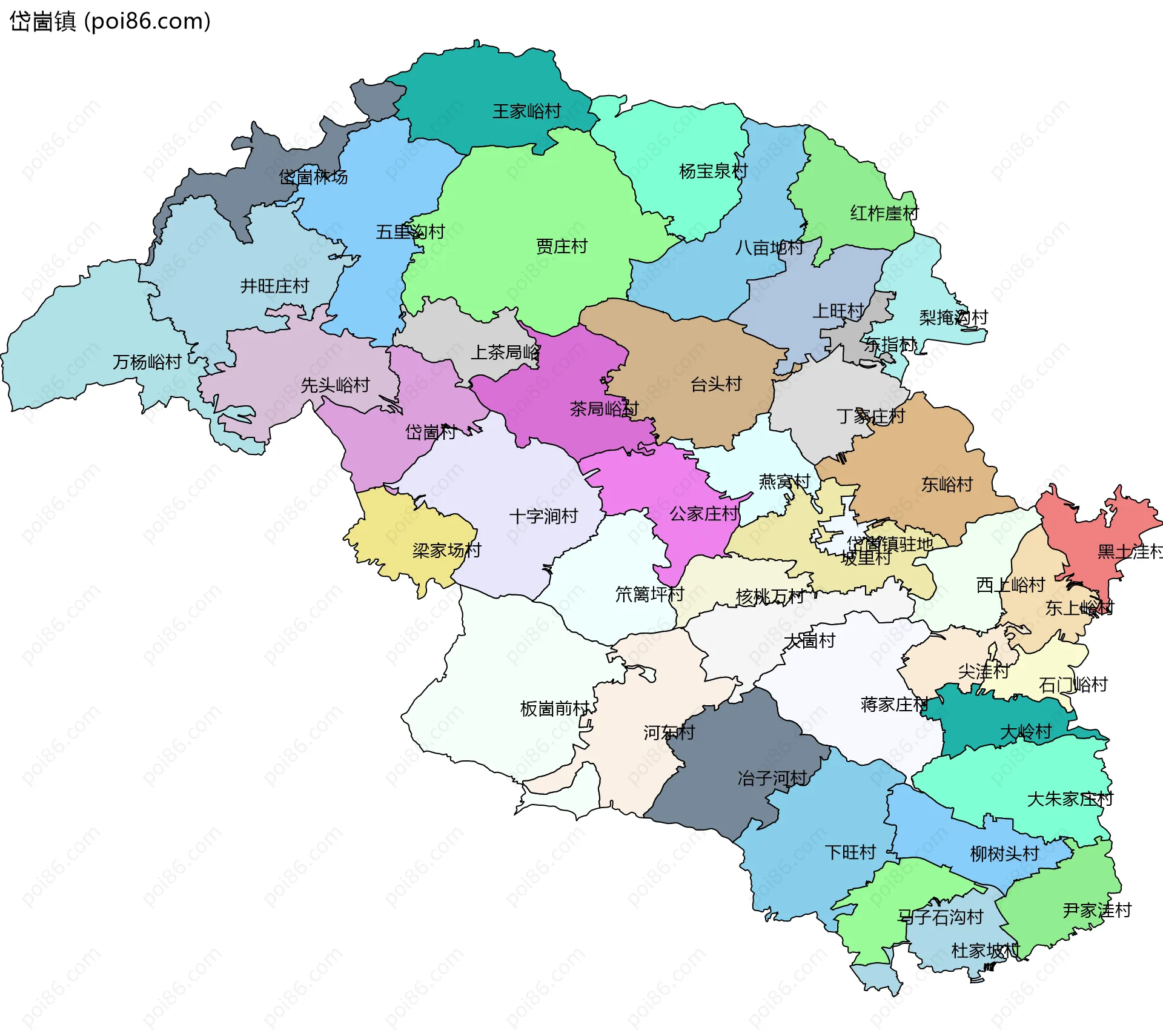 岱崮镇边界地图(五级行政区划)