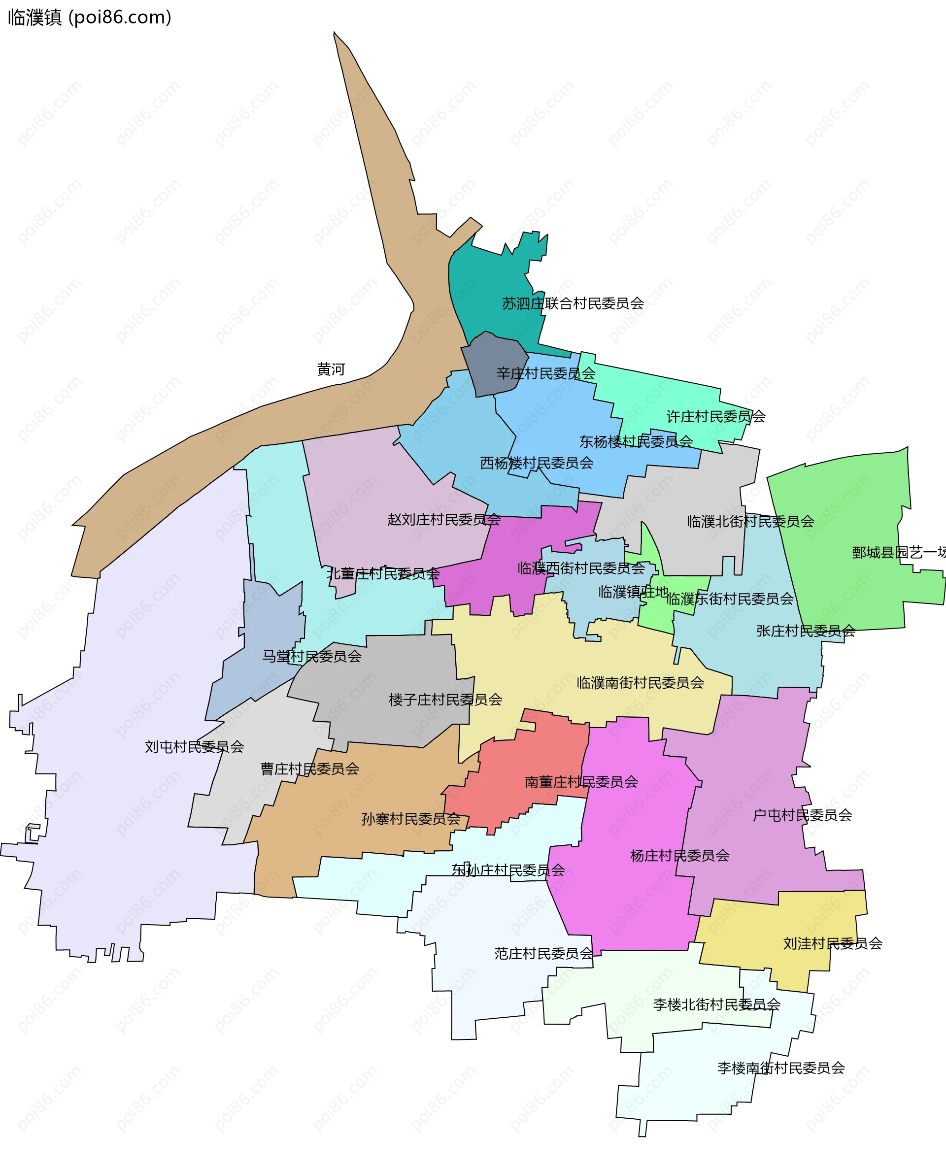 临濮镇边界地图(五级行政区划)