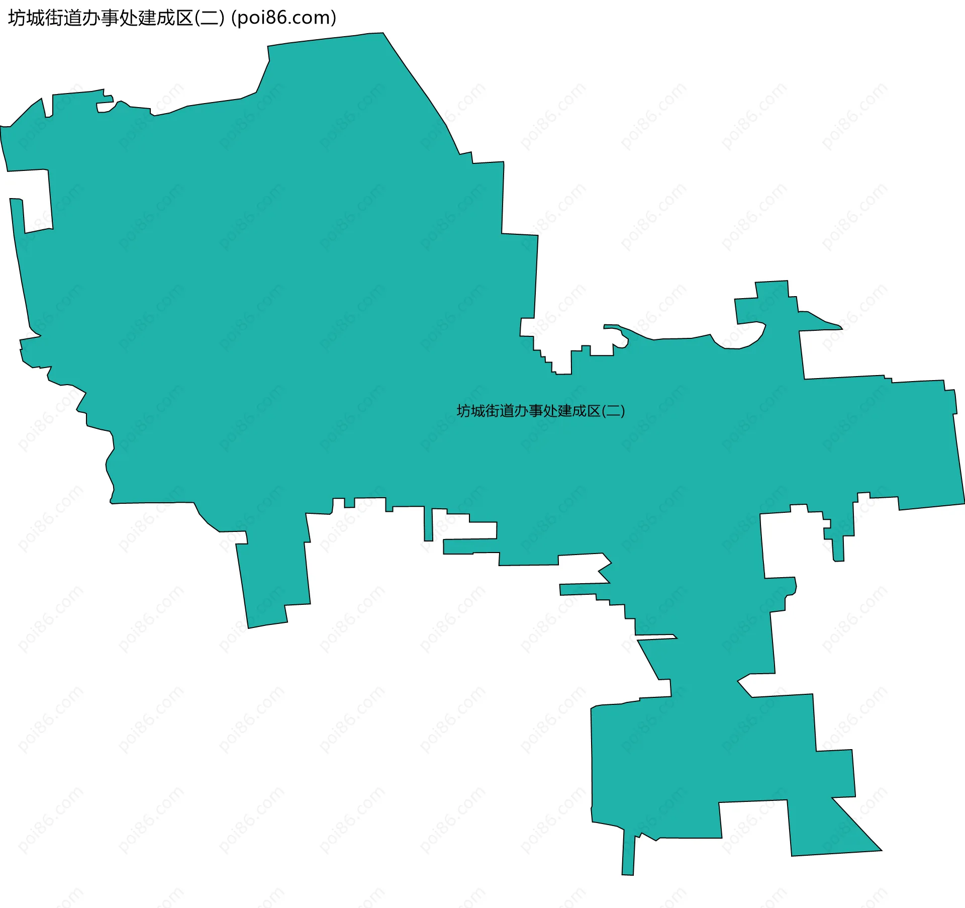 坊城街道办事处建成区(二)边界地图