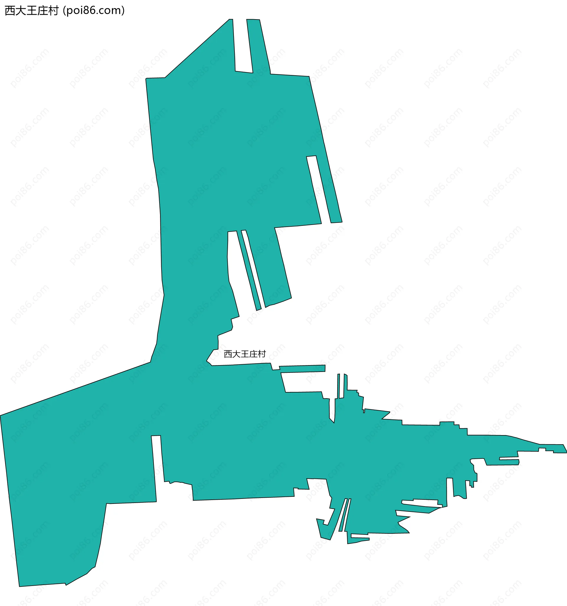 西大王庄村边界地图
