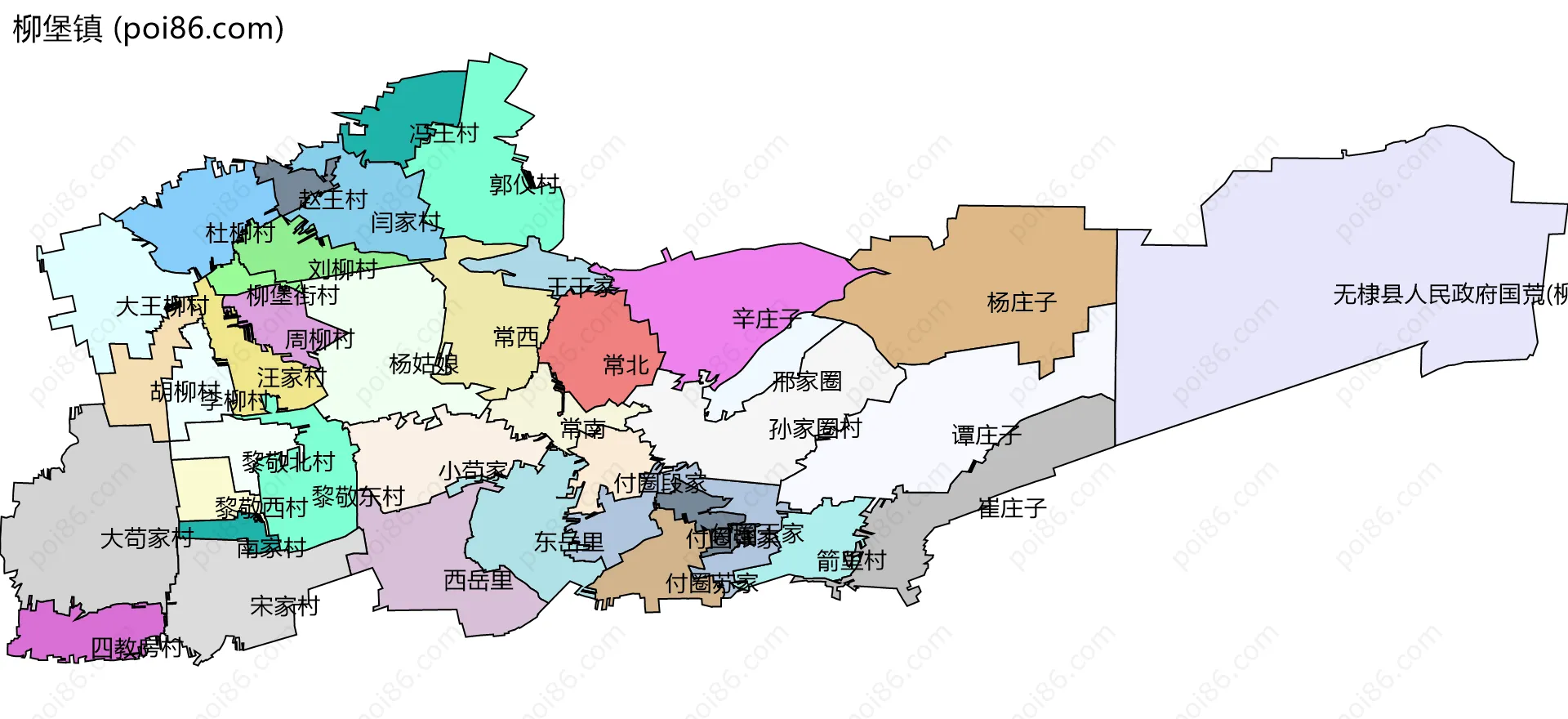 柳堡镇边界地图(五级行政区划)