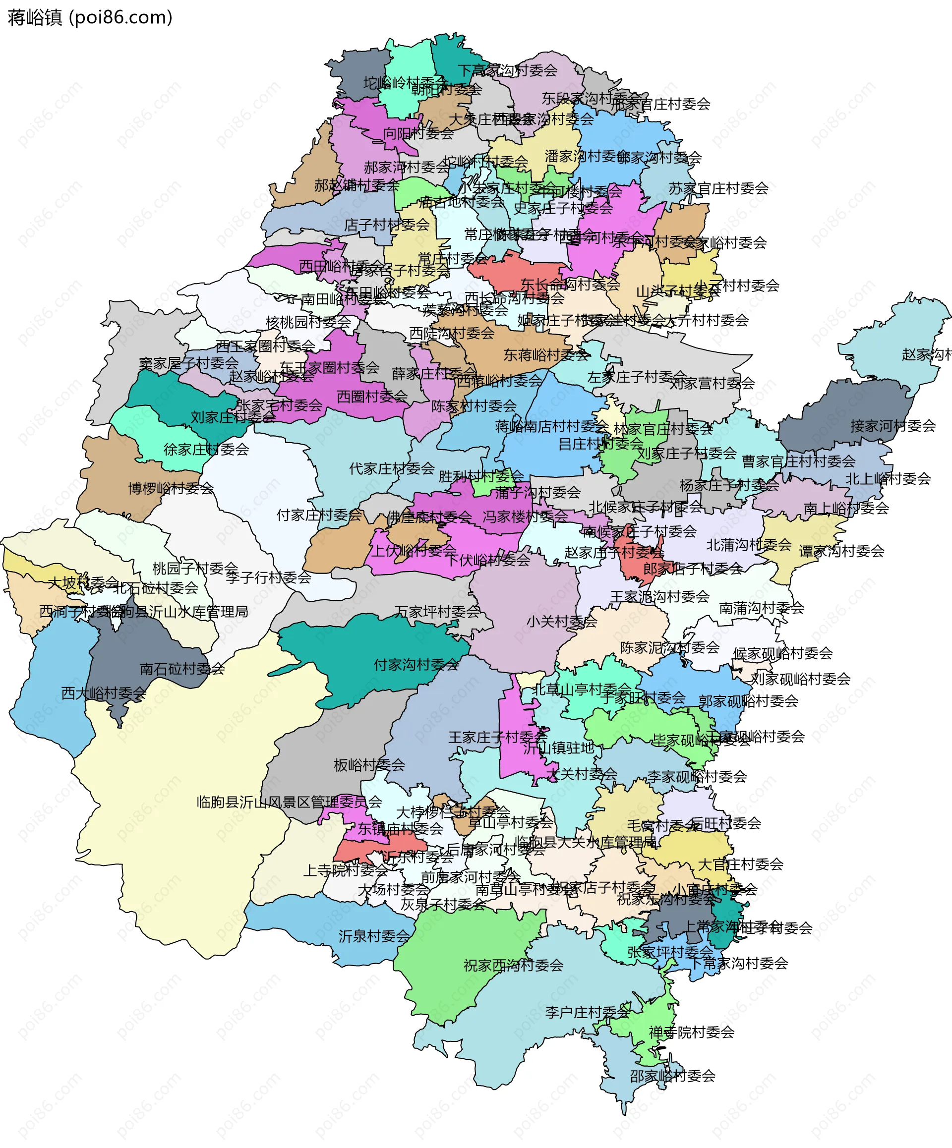 蒋峪镇边界地图(五级行政区划)