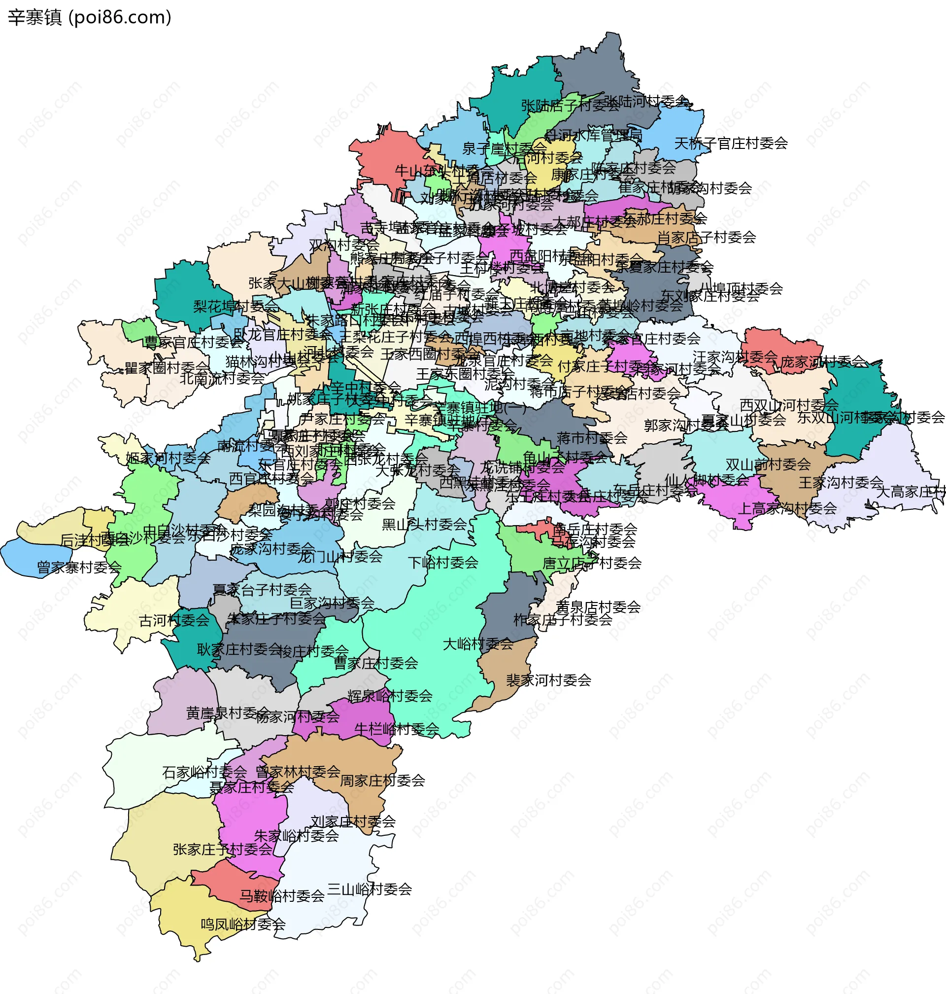 辛寨镇边界地图(五级行政区划)