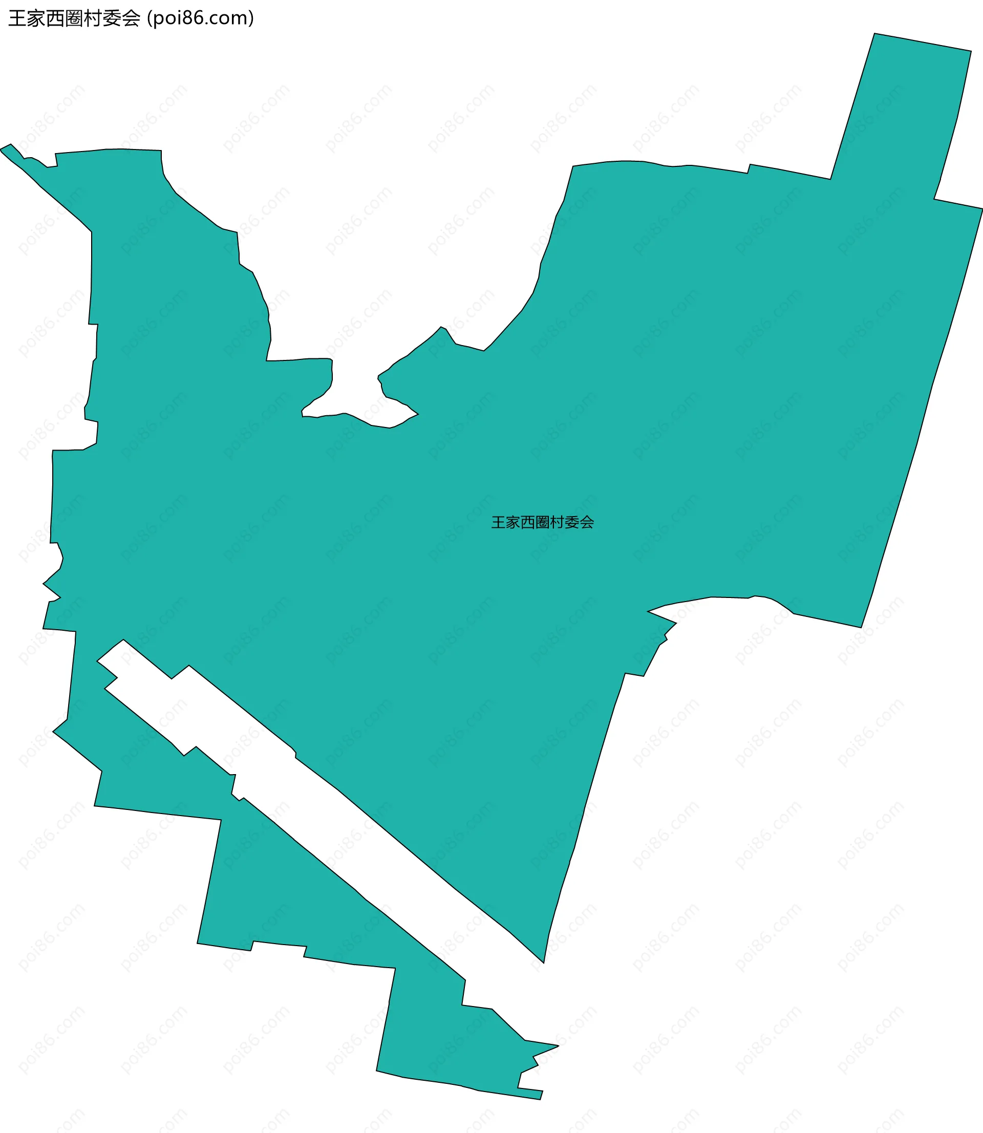 王家西圈村委会边界地图