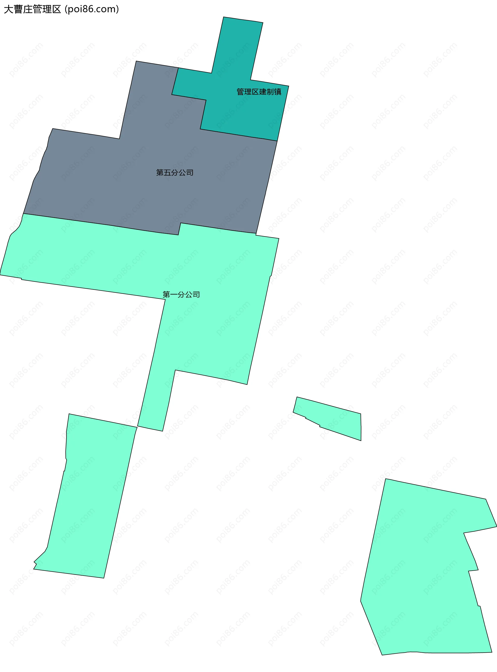 大曹庄管理区边界地图(五级行政区划)