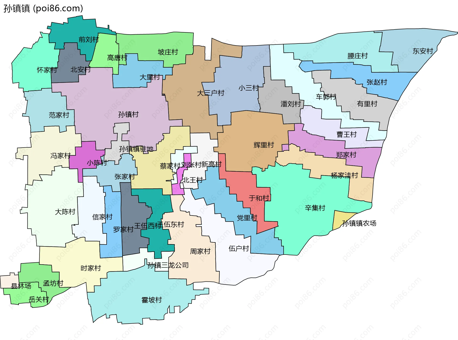 孙镇镇边界地图(五级行政区划)