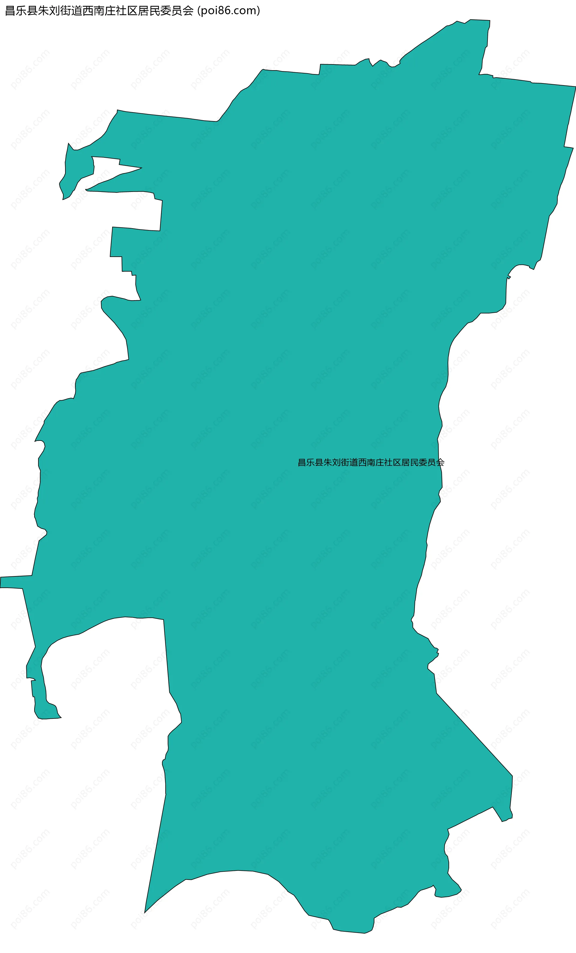 昌乐县朱刘街道西南庄社区居民委员会边界地图