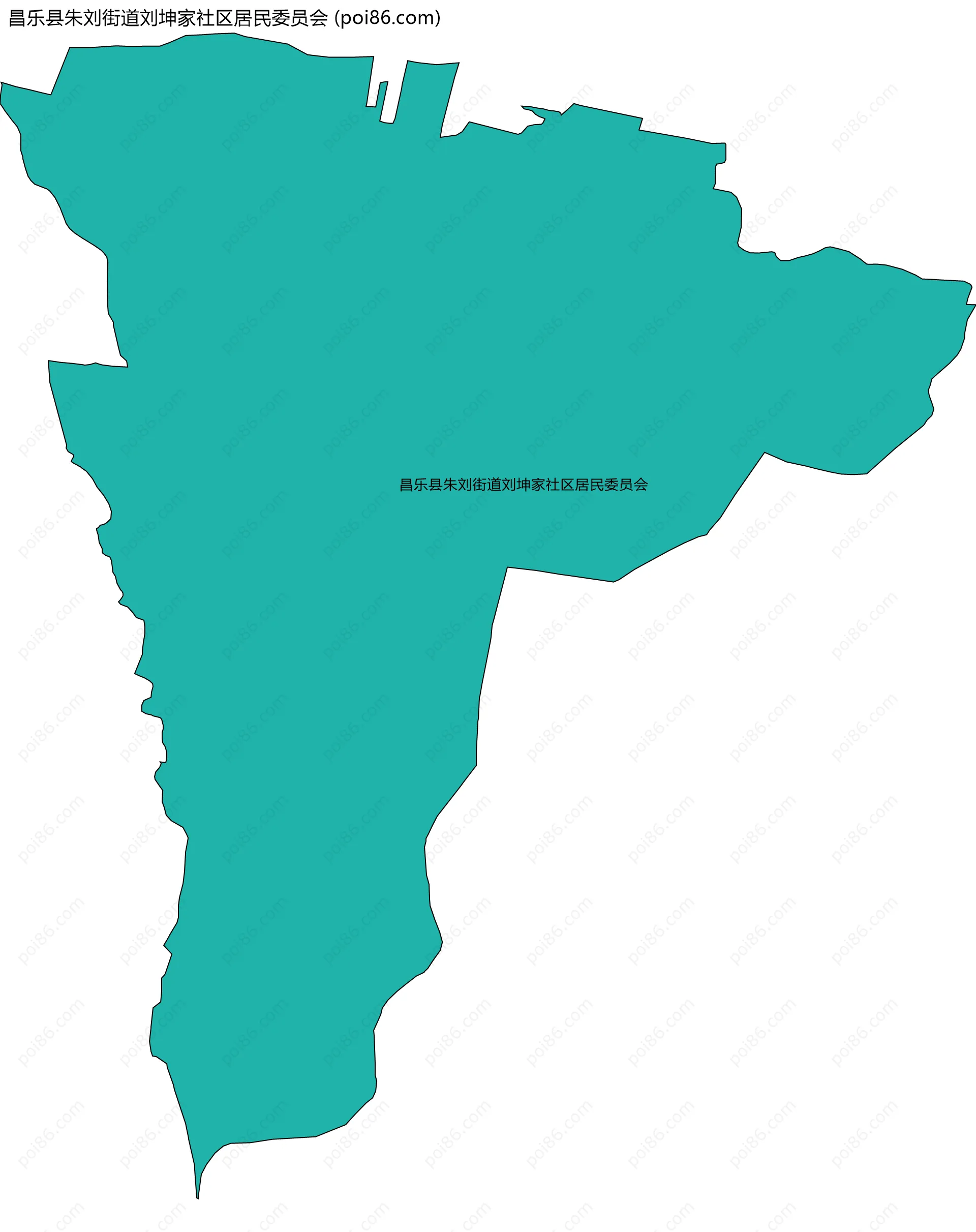 昌乐县朱刘街道刘坤家社区居民委员会边界地图