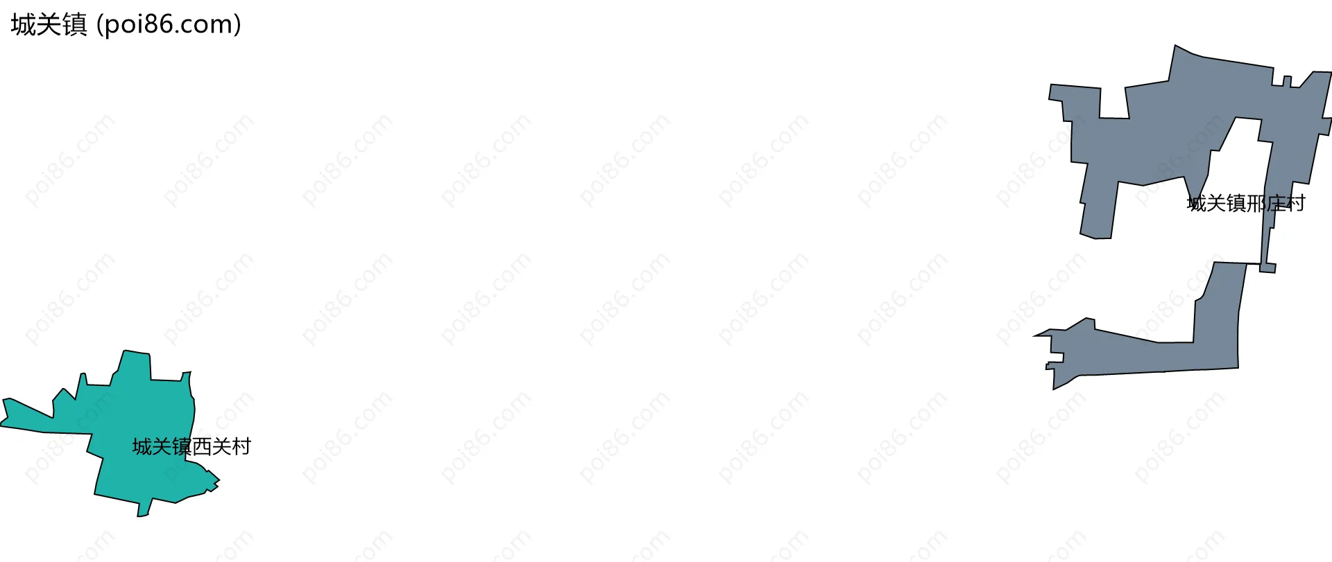 城关镇边界地图(五级行政区划)