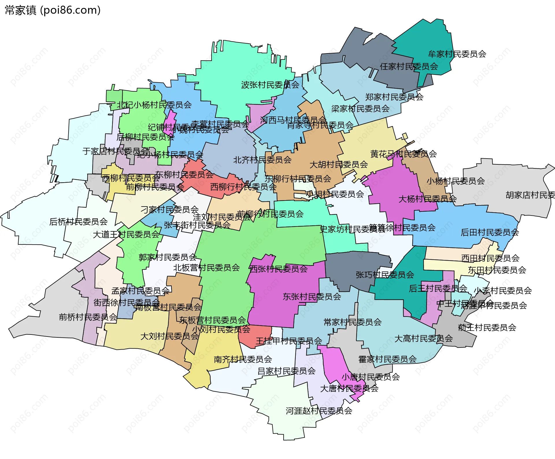 常家镇边界地图(五级行政区划)