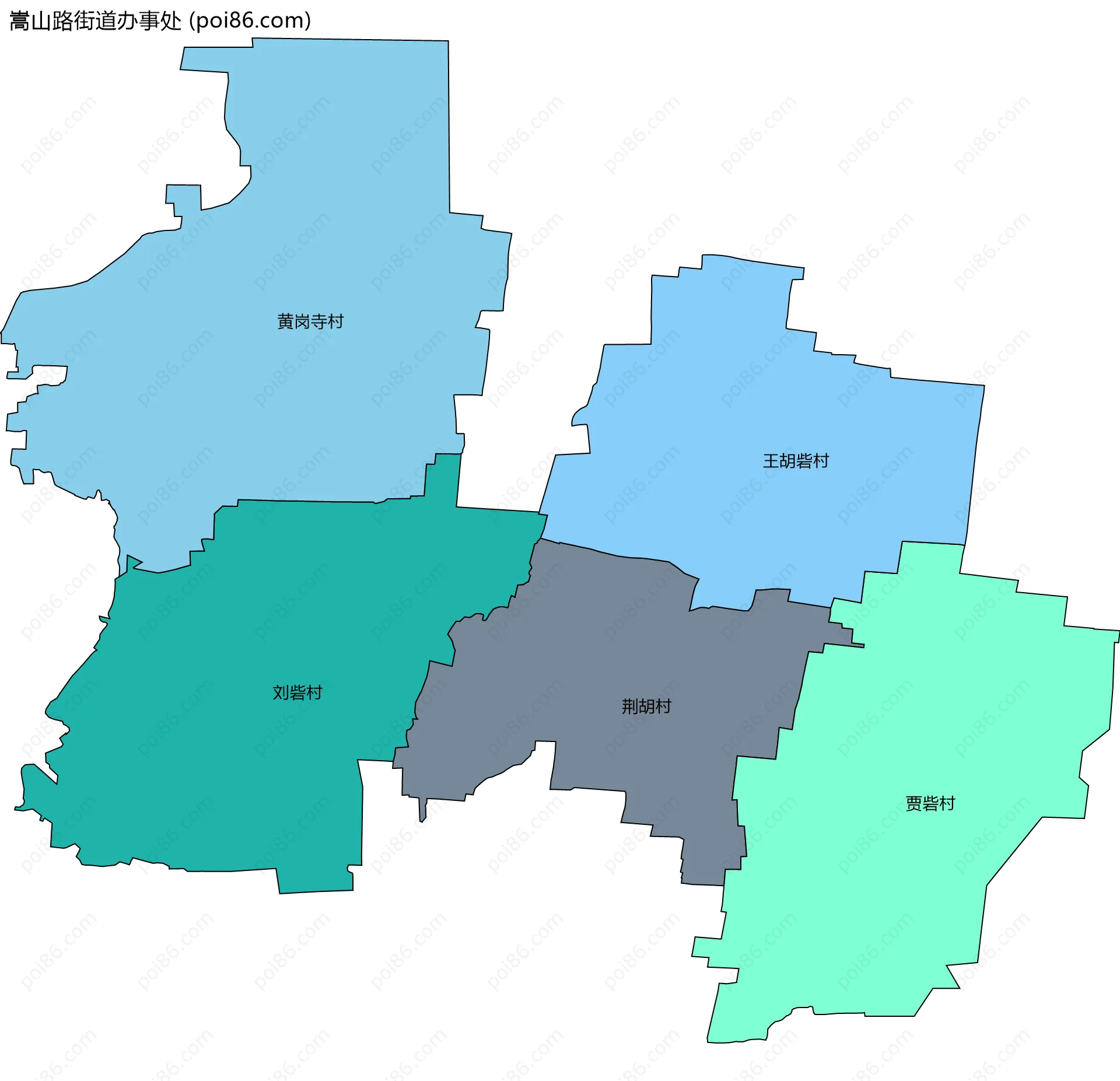 嵩山路街道办事处边界地图(五级行政区划)
