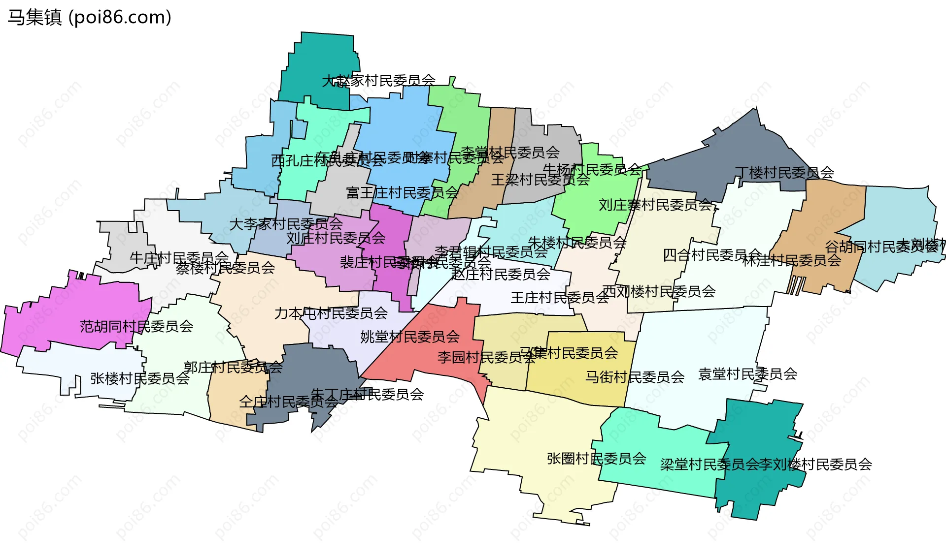 马集镇边界地图(五级行政区划)