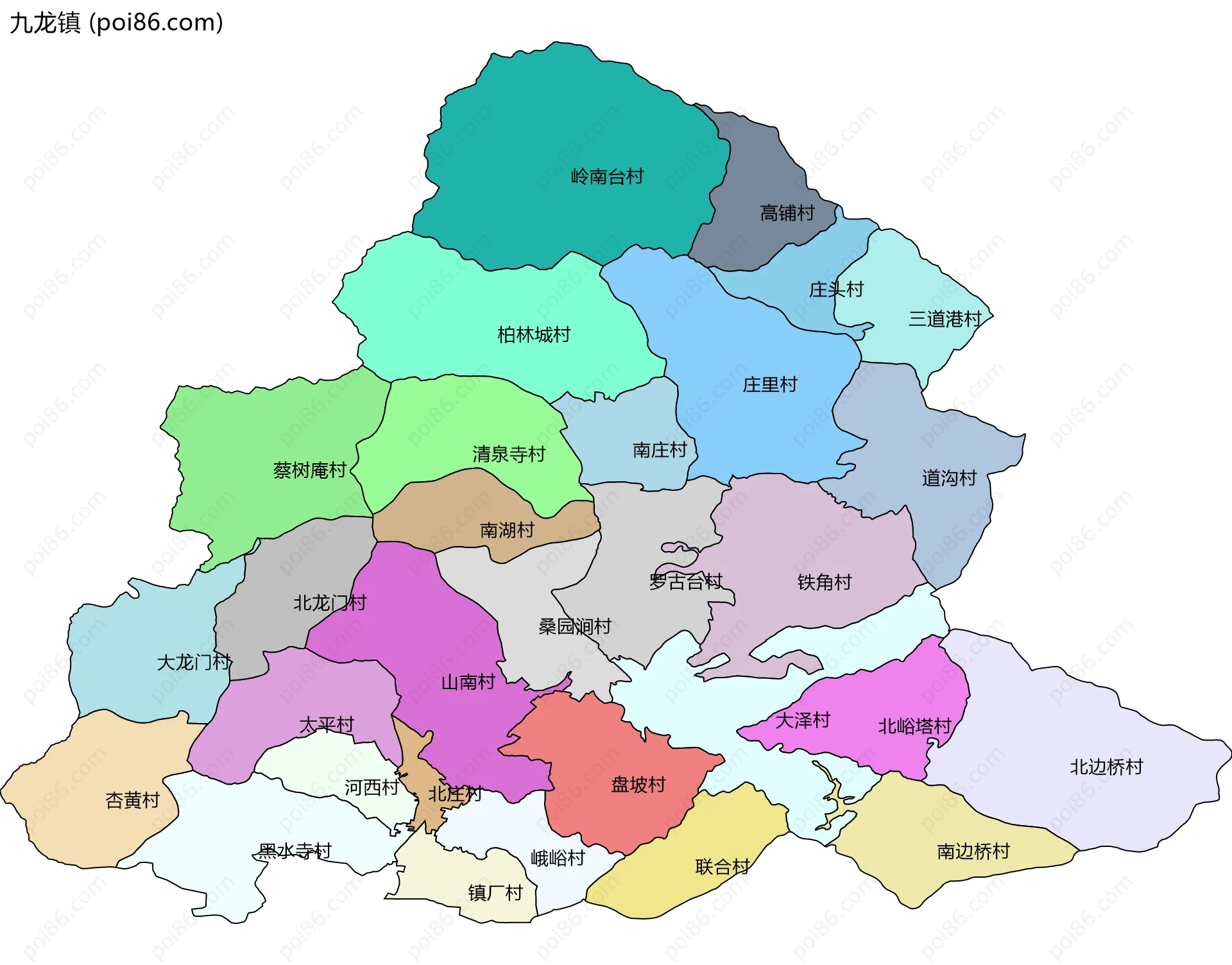 九龙镇边界地图(五级行政区划)