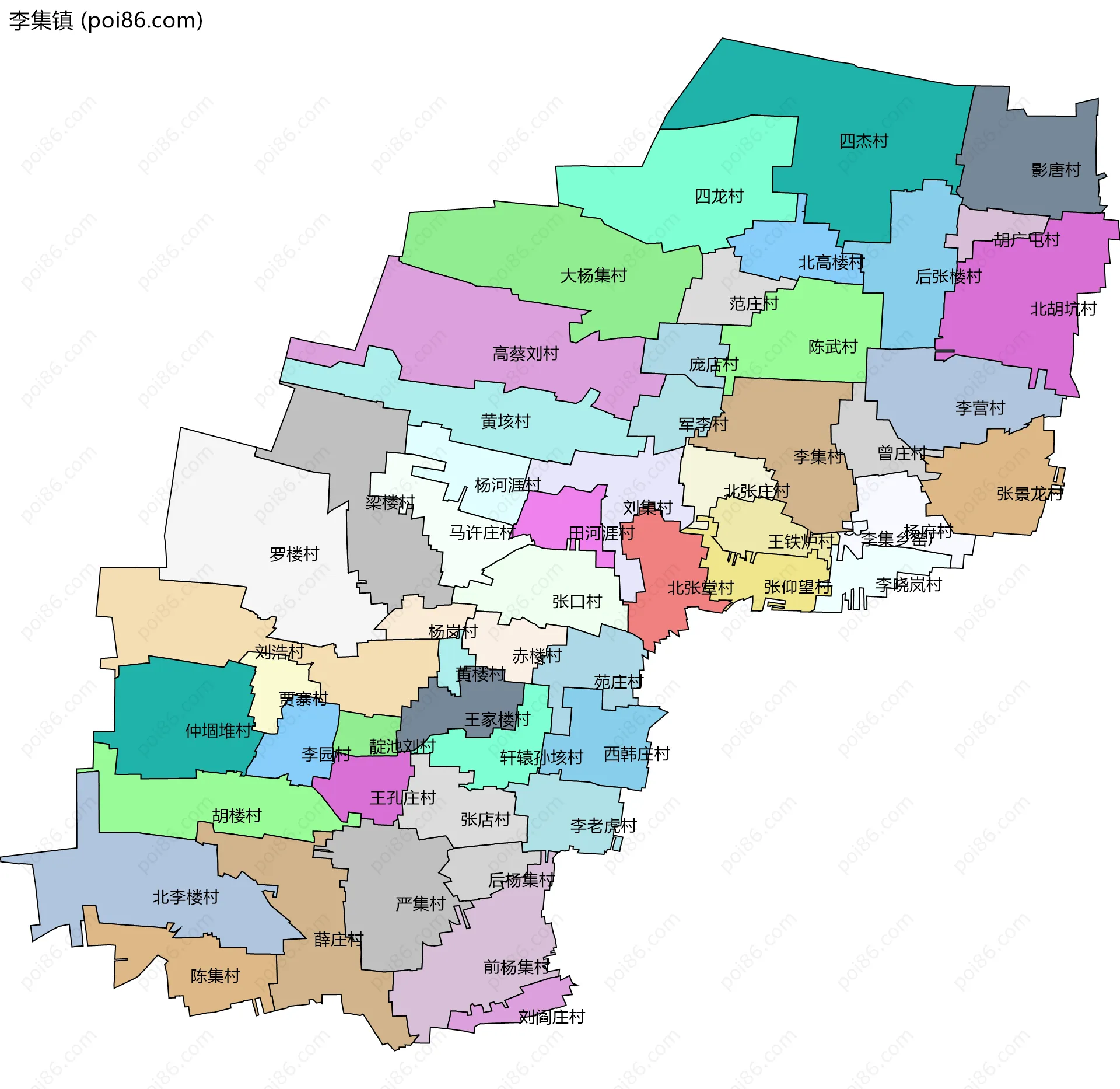 李集镇边界地图(五级行政区划)