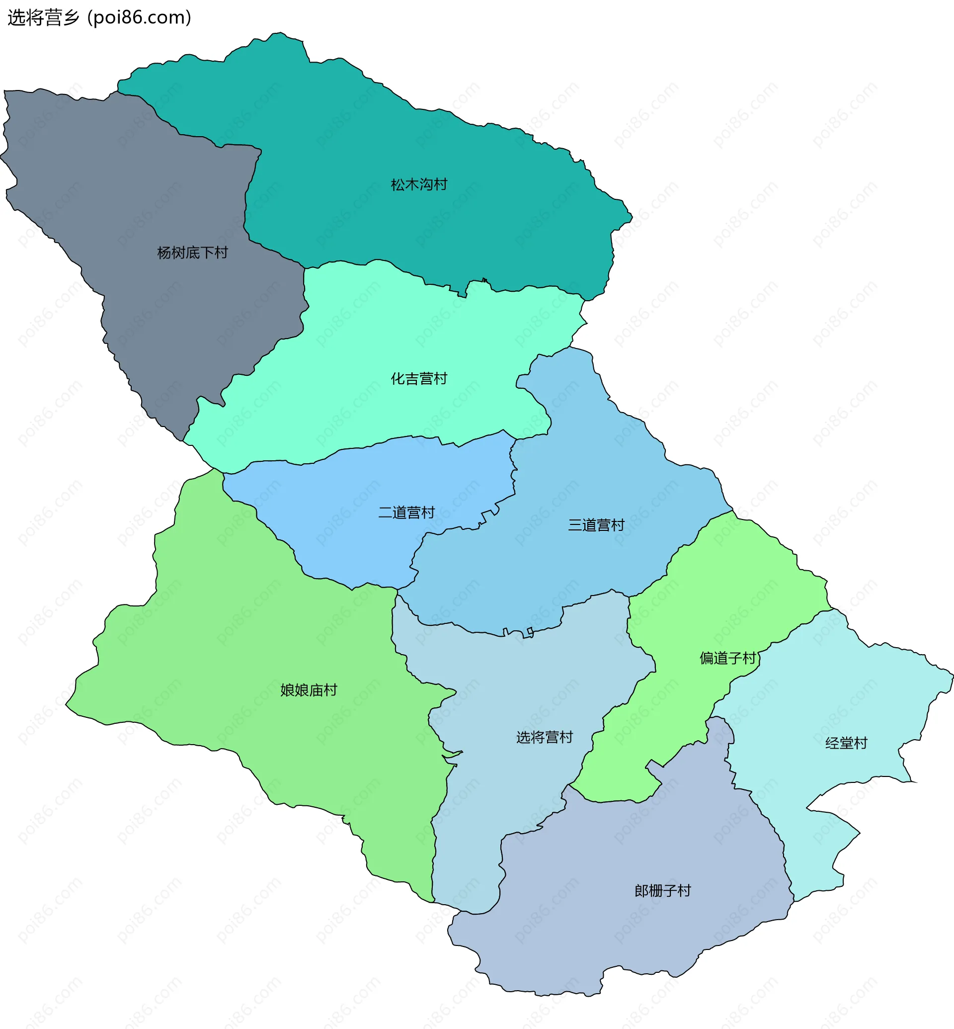 选将营乡边界地图(五级行政区划)