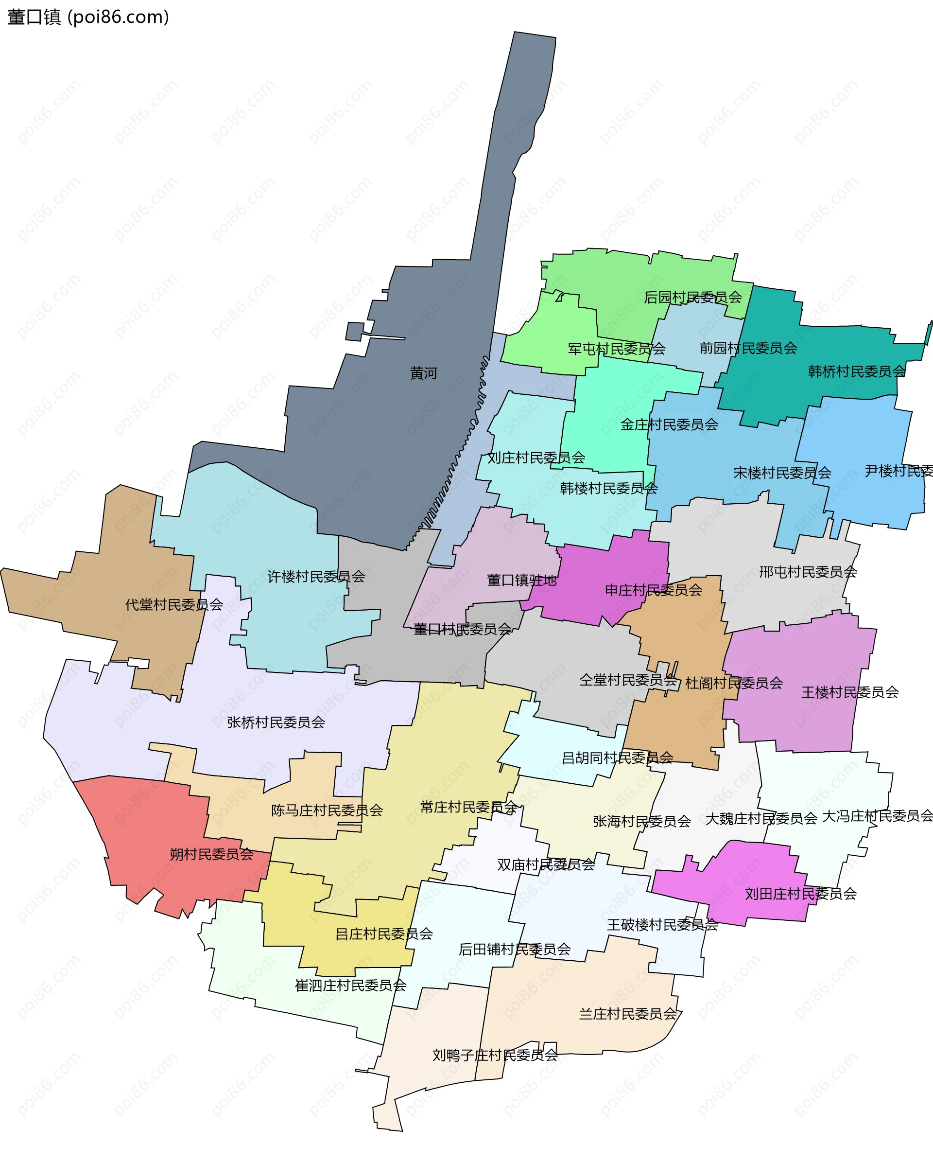 董口镇边界地图(五级行政区划)