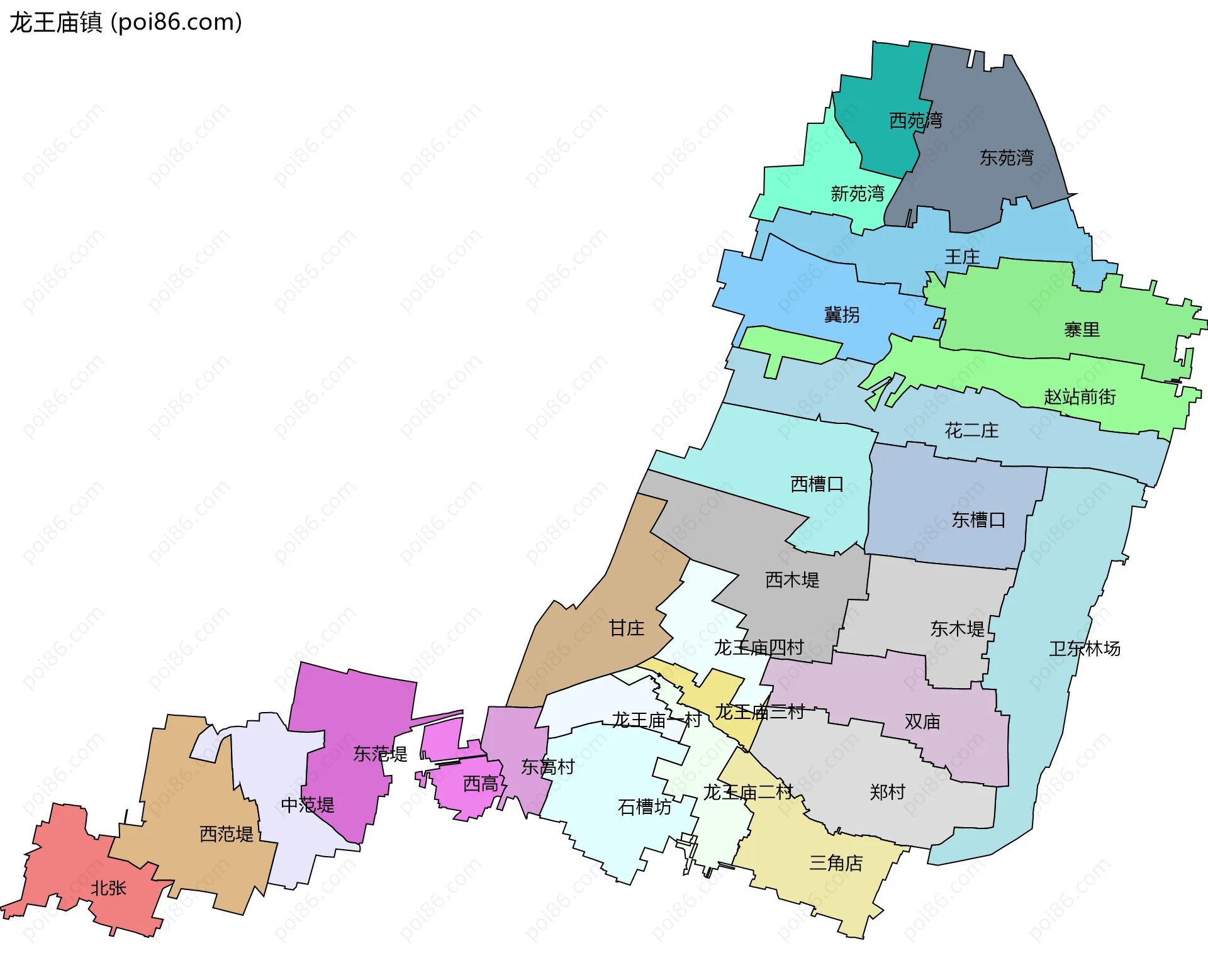 龙王庙镇边界地图(五级行政区划)