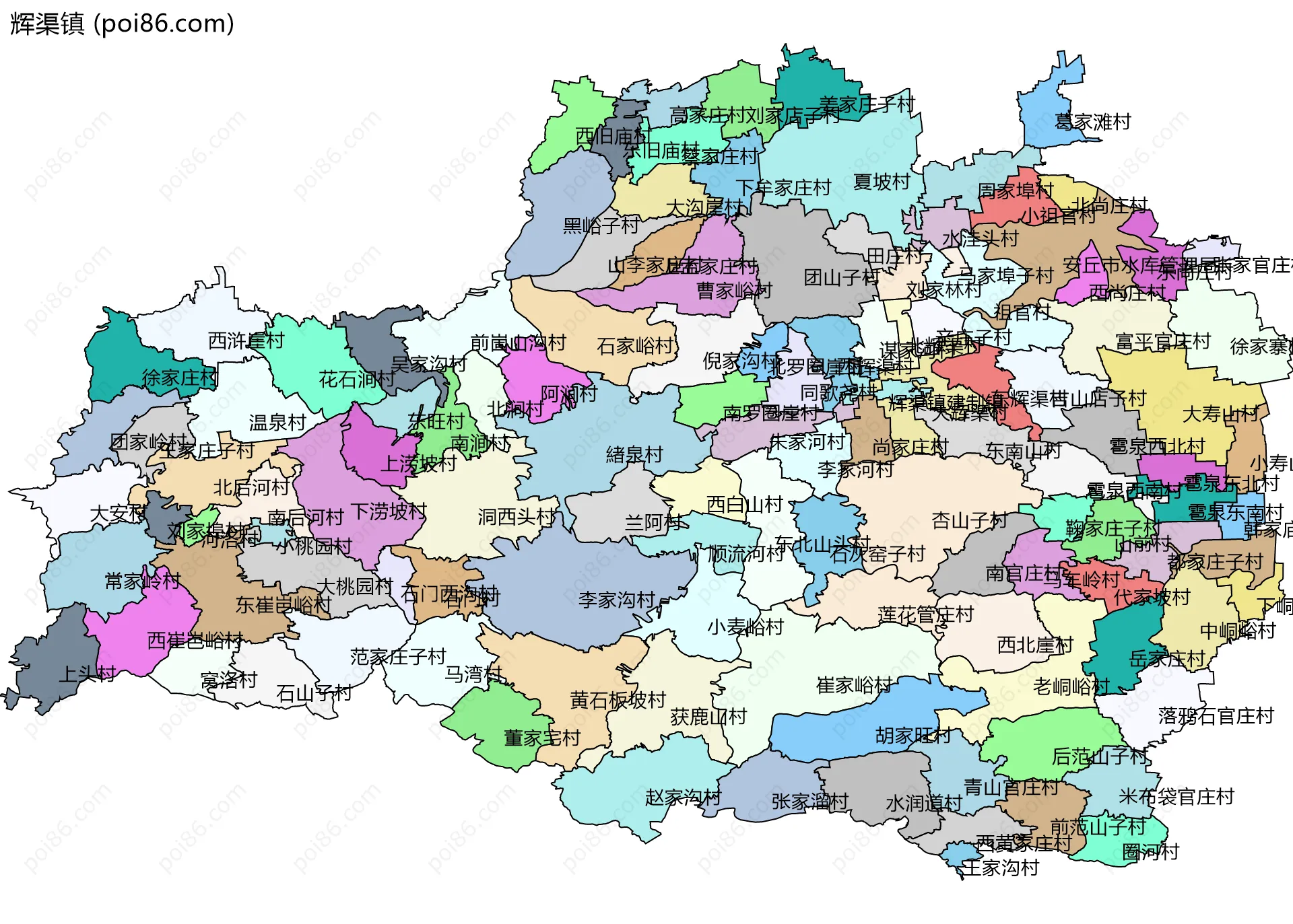 辉渠镇边界地图(五级行政区划)