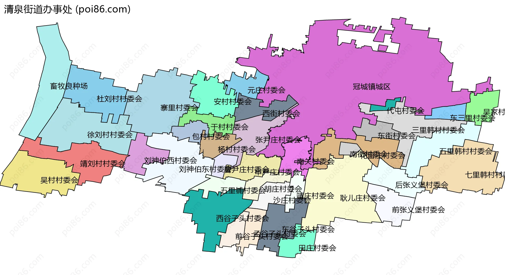 清泉街道办事处边界地图(五级行政区划)