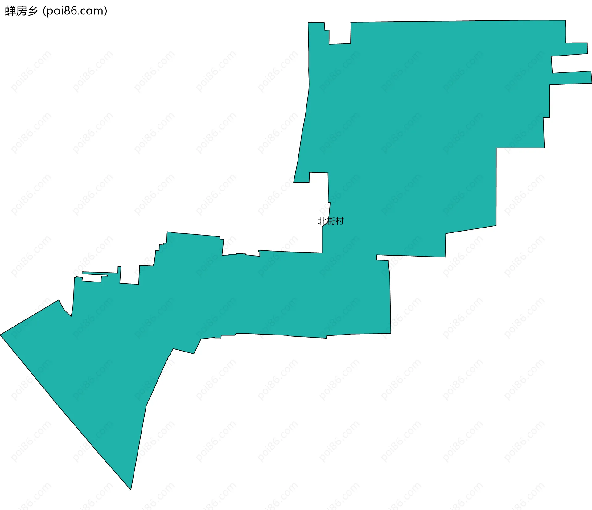 蝉房乡边界地图(五级行政区划)