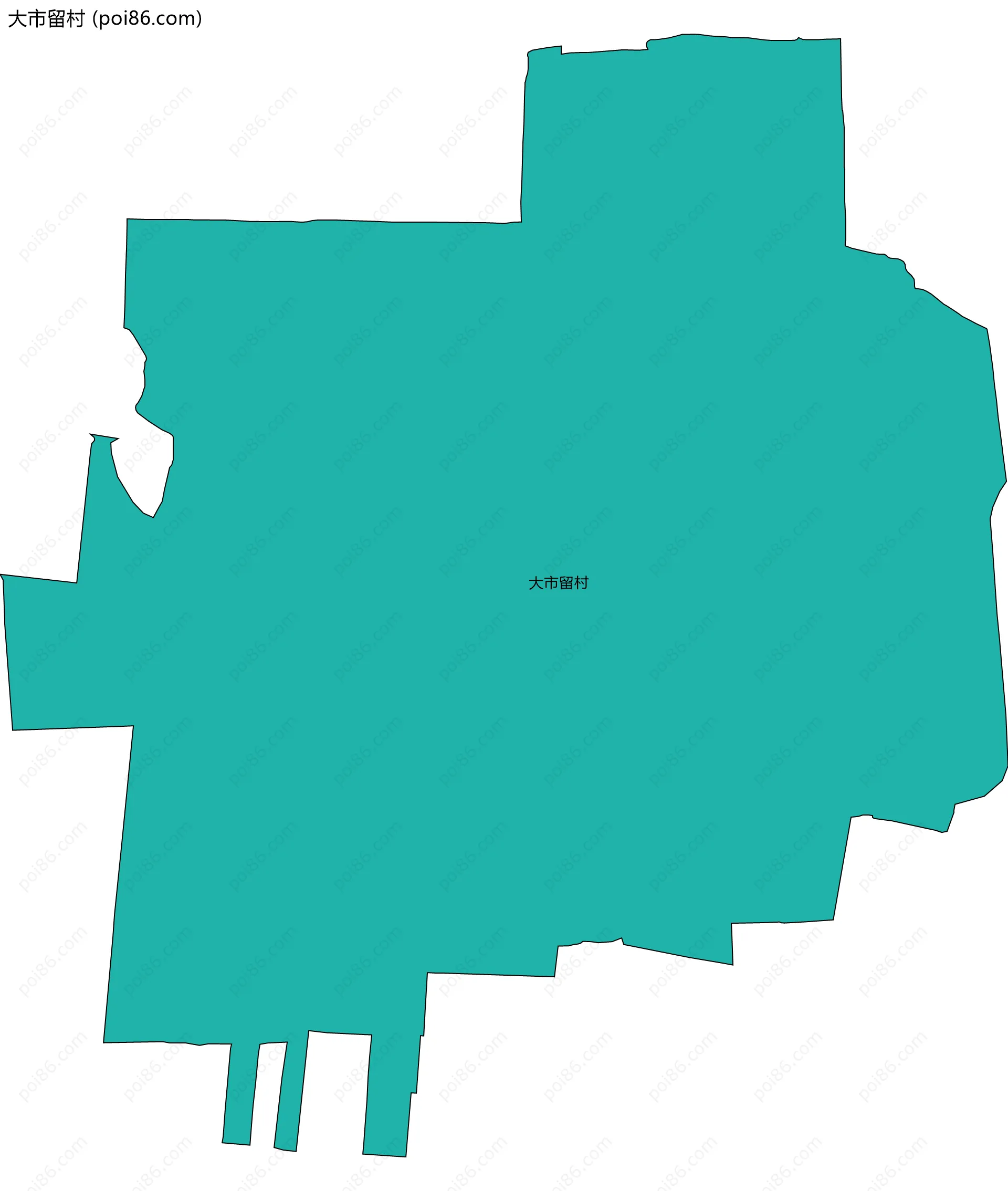 大市留村边界地图