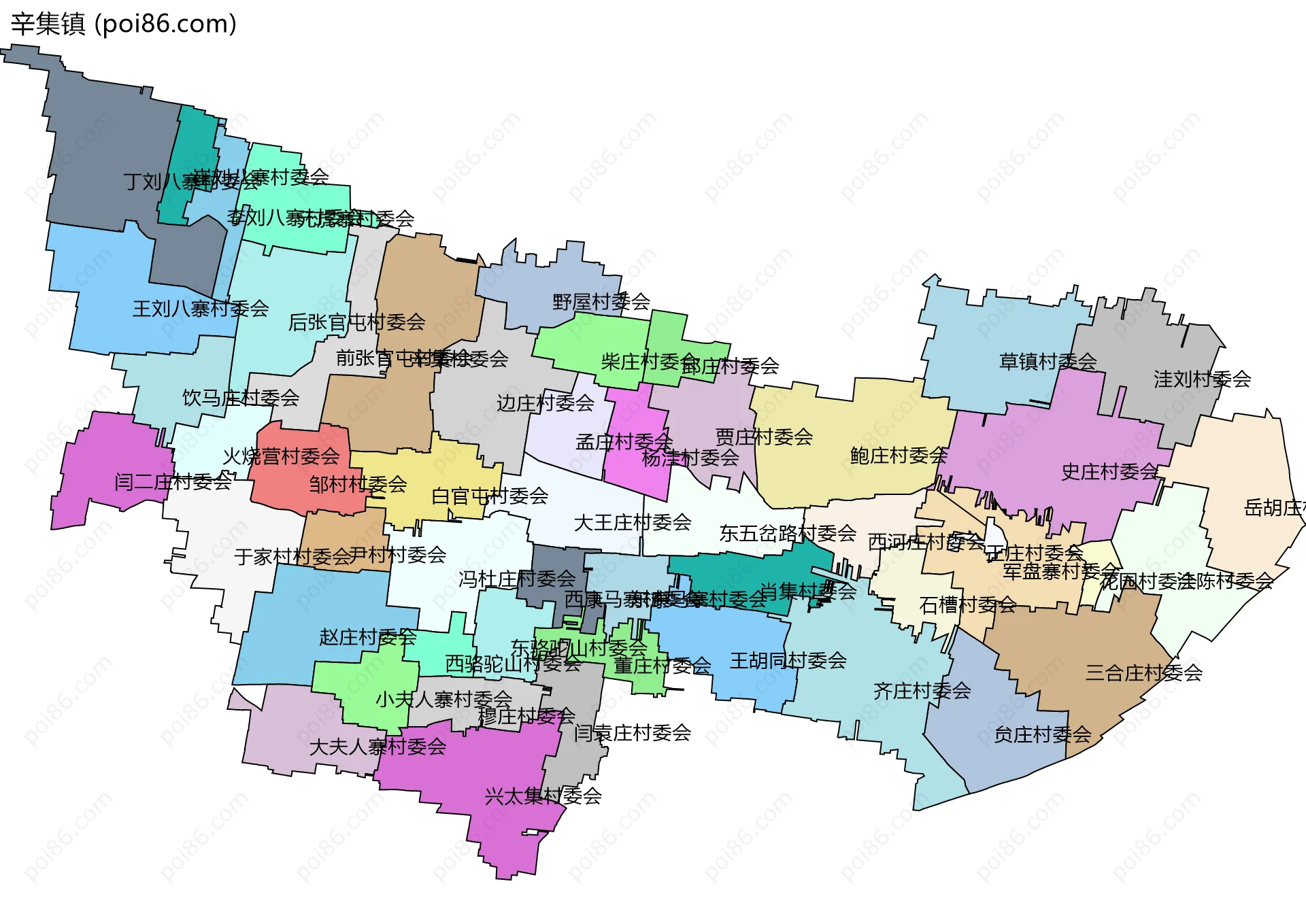辛集镇边界地图(五级行政区划)