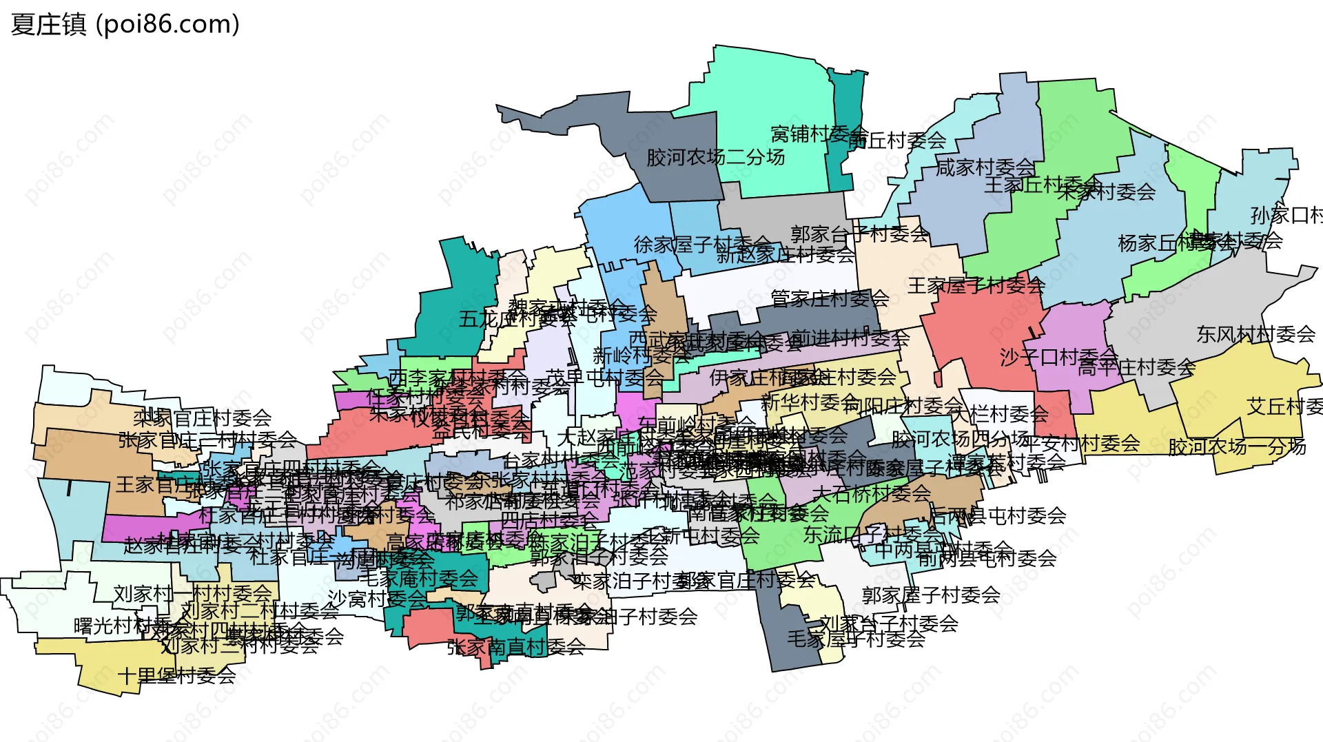 夏庄镇边界地图(五级行政区划)