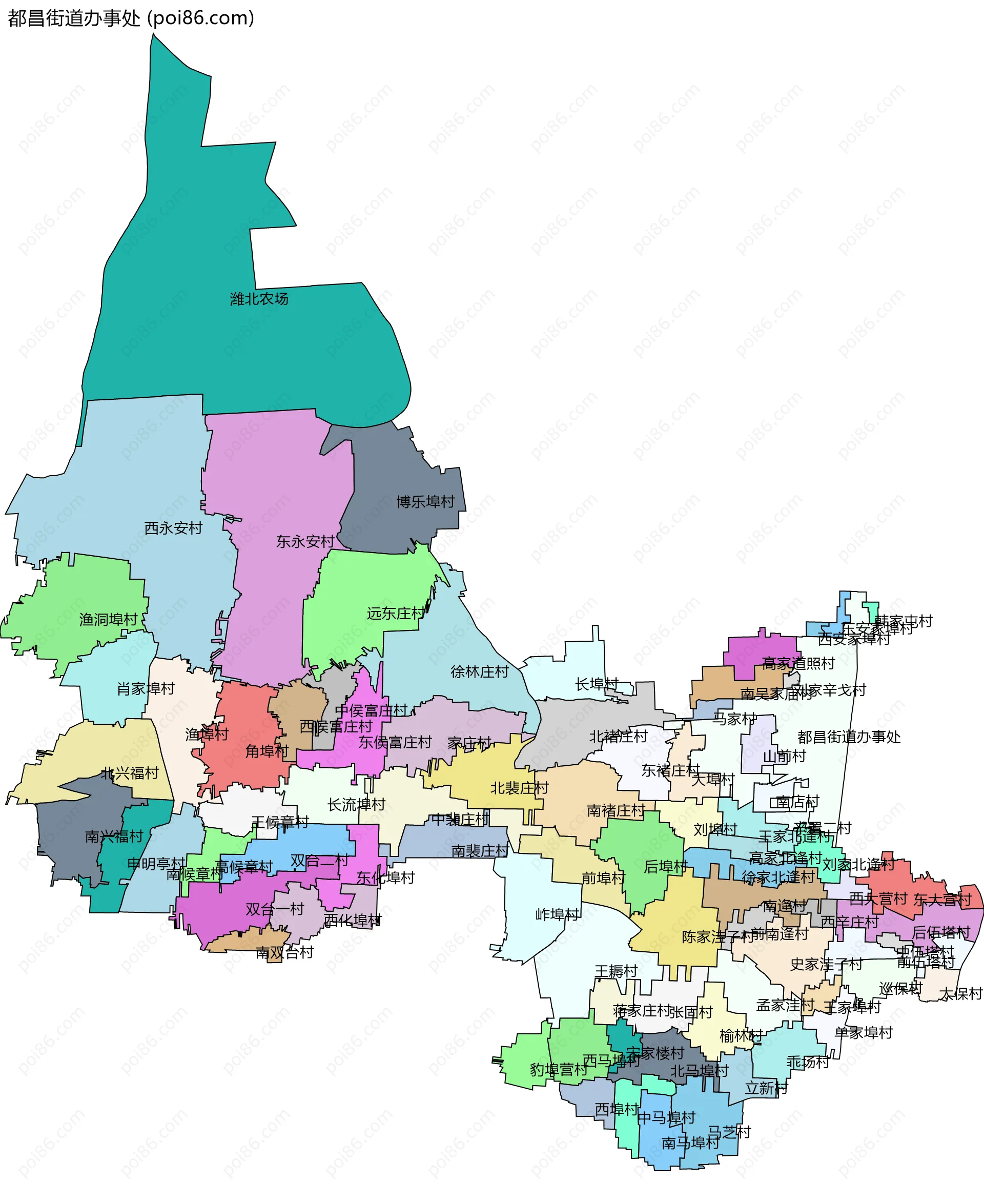 都昌街道办事处边界地图(五级行政区划)