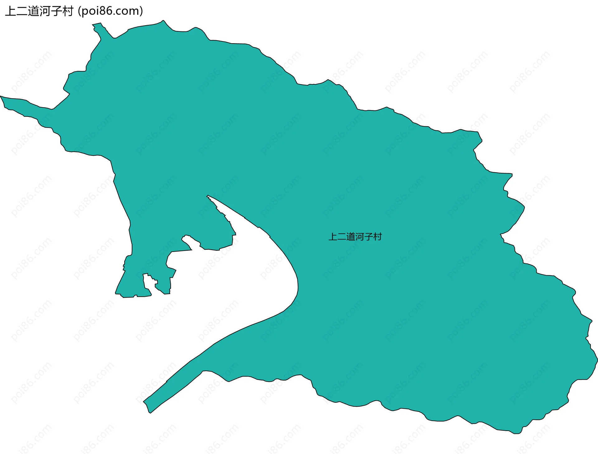 上二道河子村边界地图