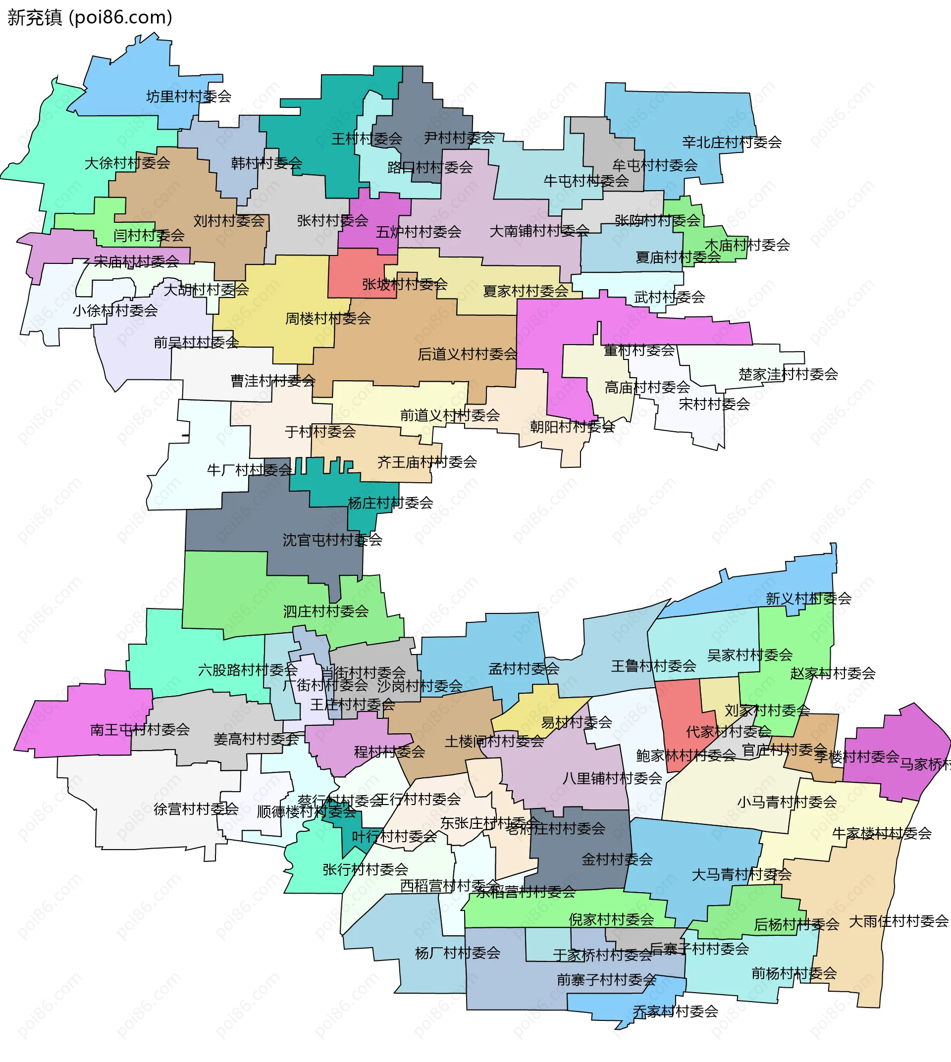 新兖镇边界地图(五级行政区划)