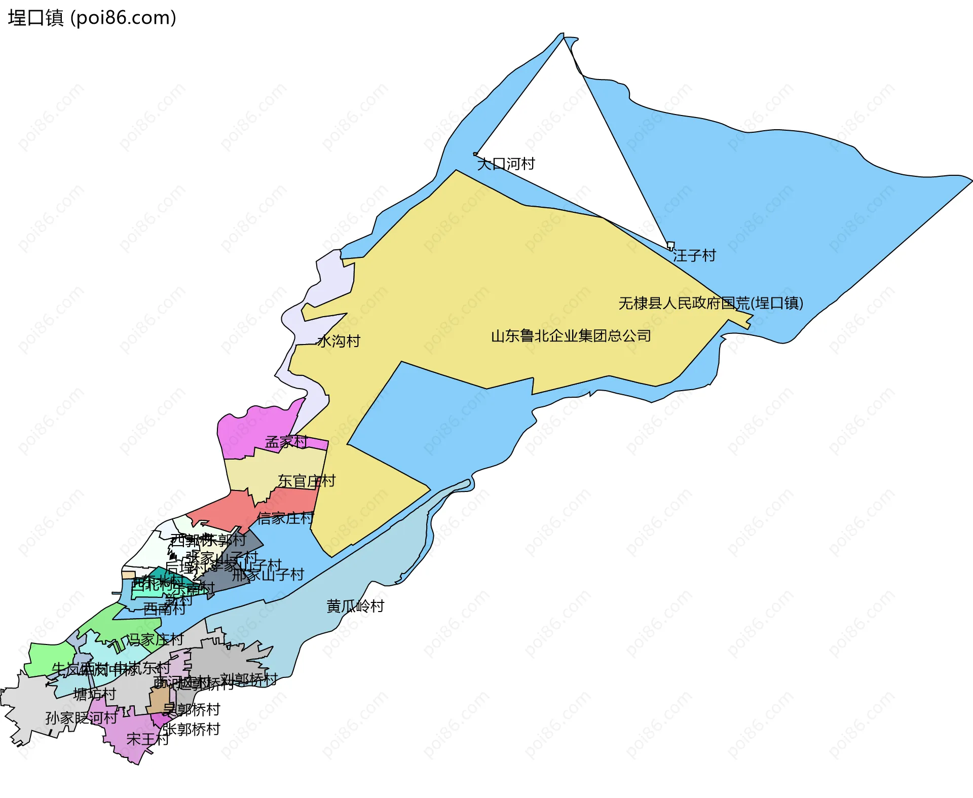埕口镇边界地图(五级行政区划)