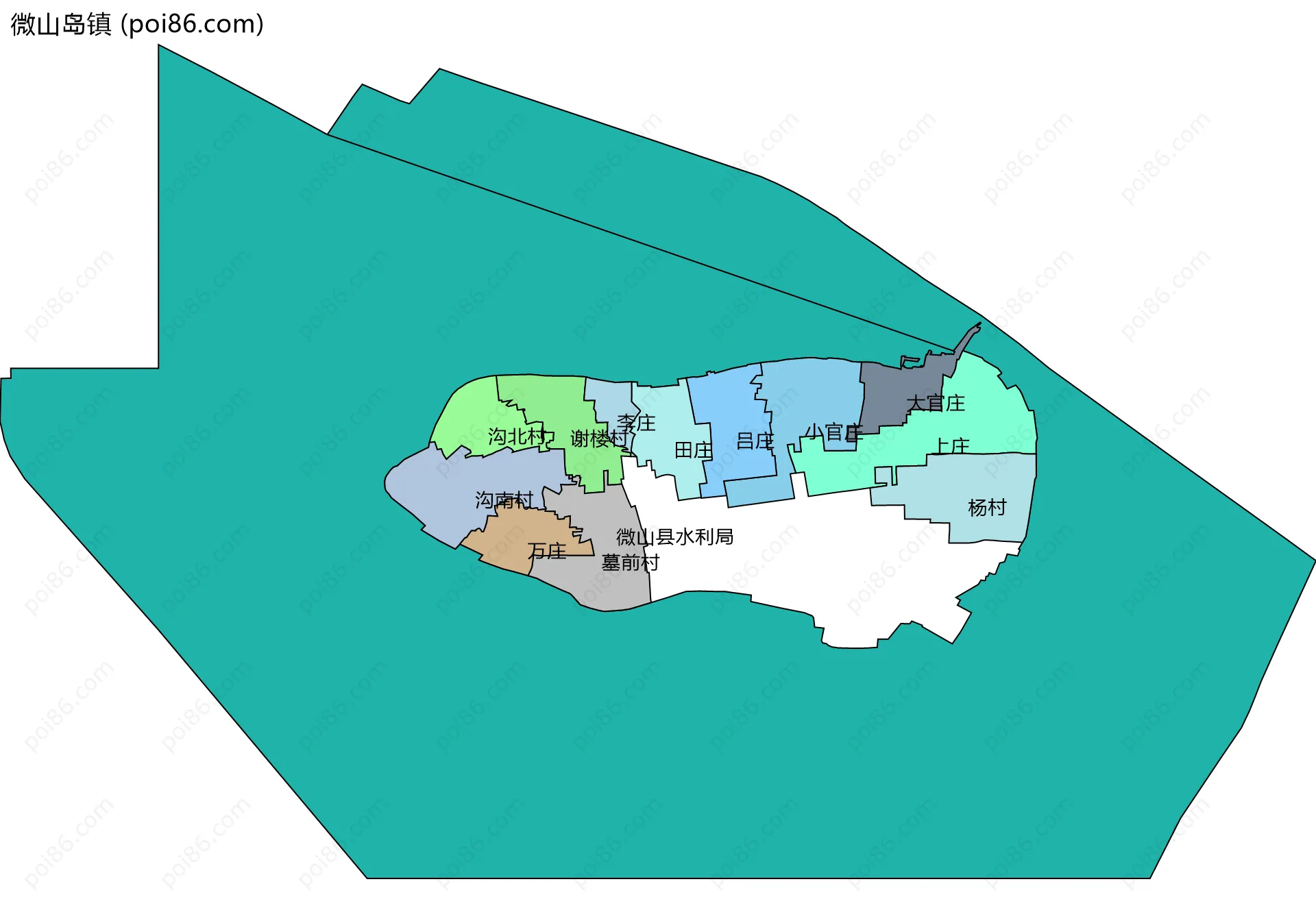 微山岛镇边界地图(五级行政区划)