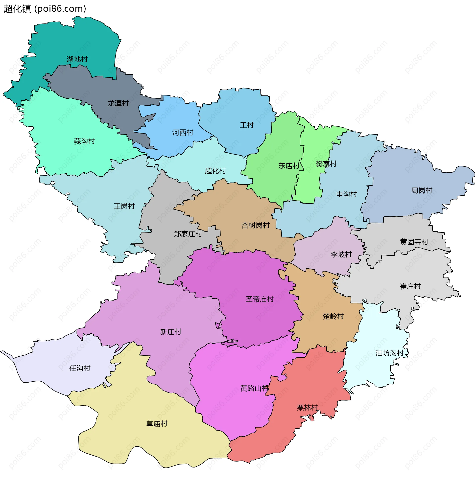 超化镇边界地图(五级行政区划)