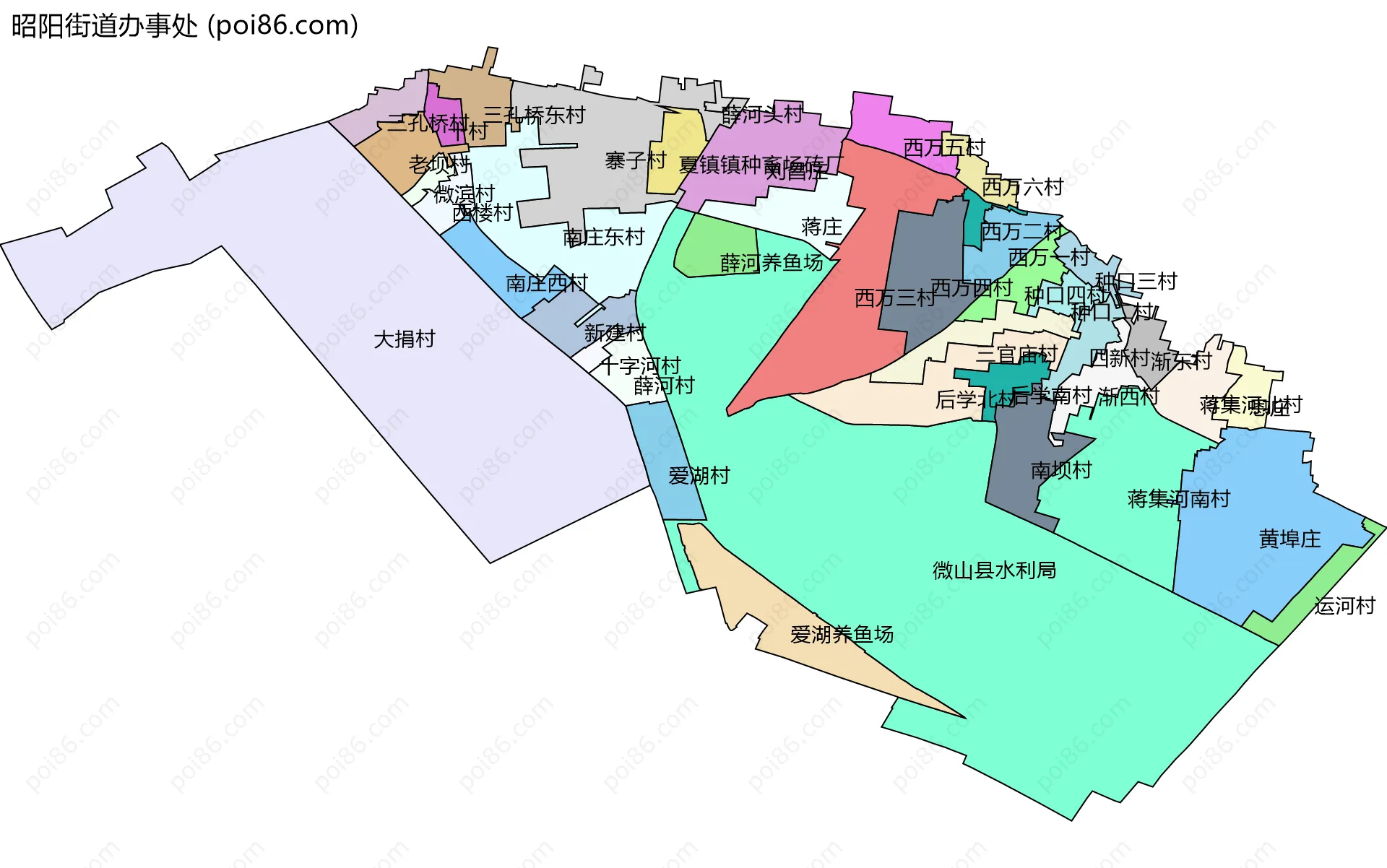 昭阳街道办事处边界地图(五级行政区划)