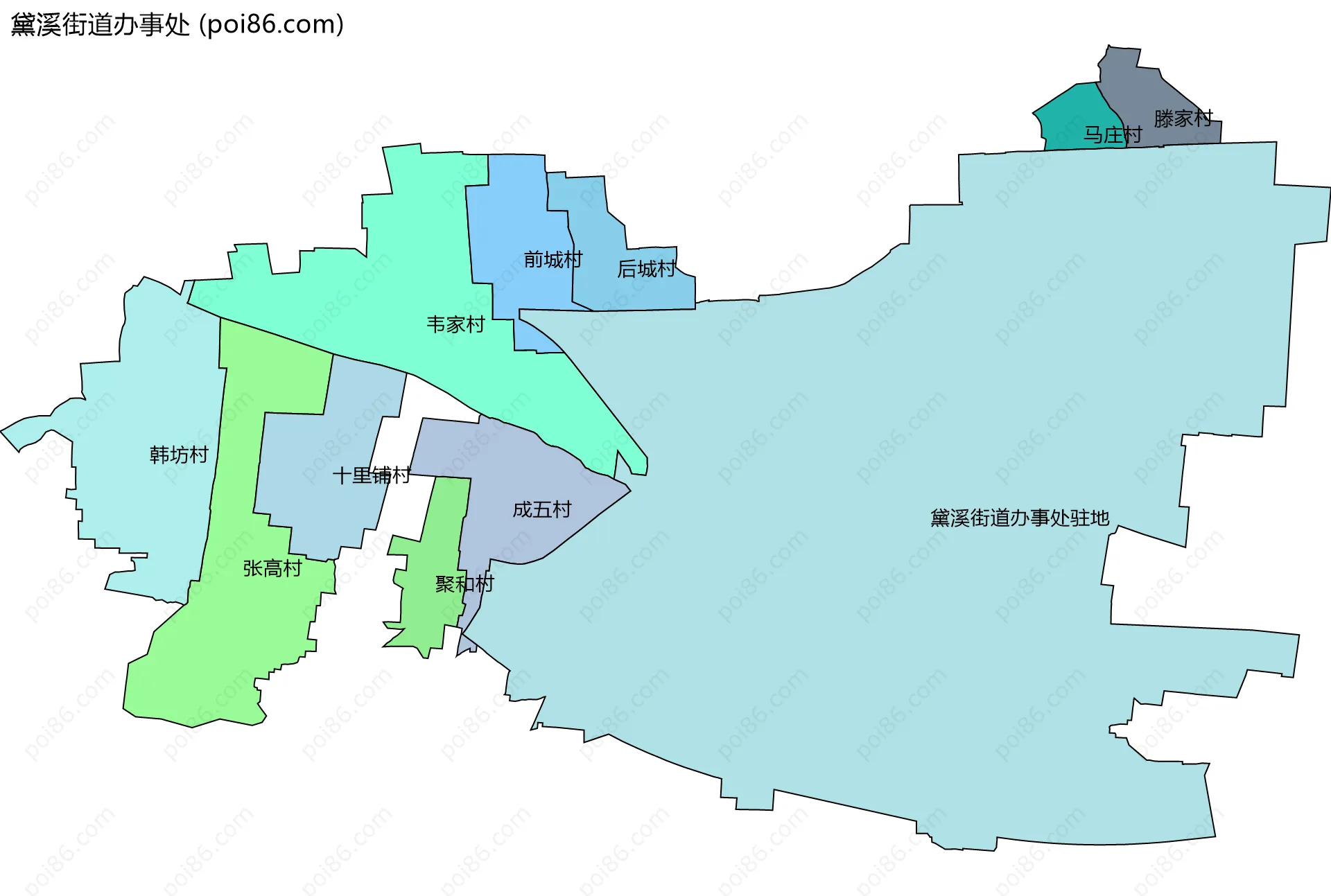 黛溪街道办事处边界地图(五级行政区划)