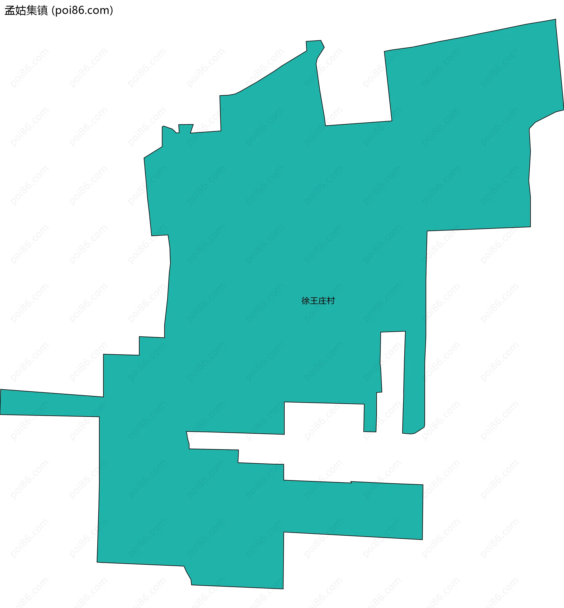孟姑集镇边界地图(五级行政区划)