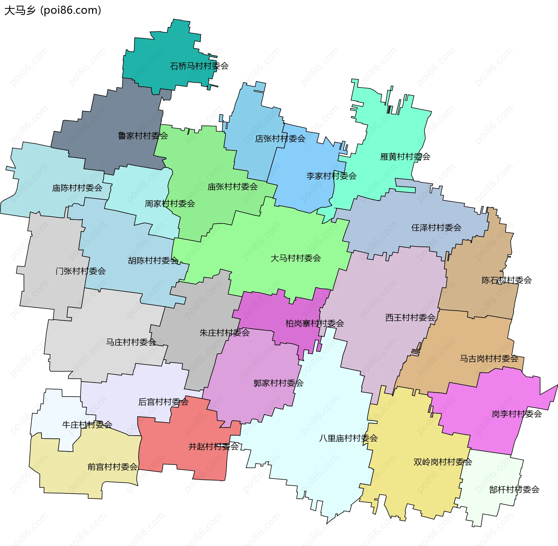 大马乡边界地图(五级行政区划)