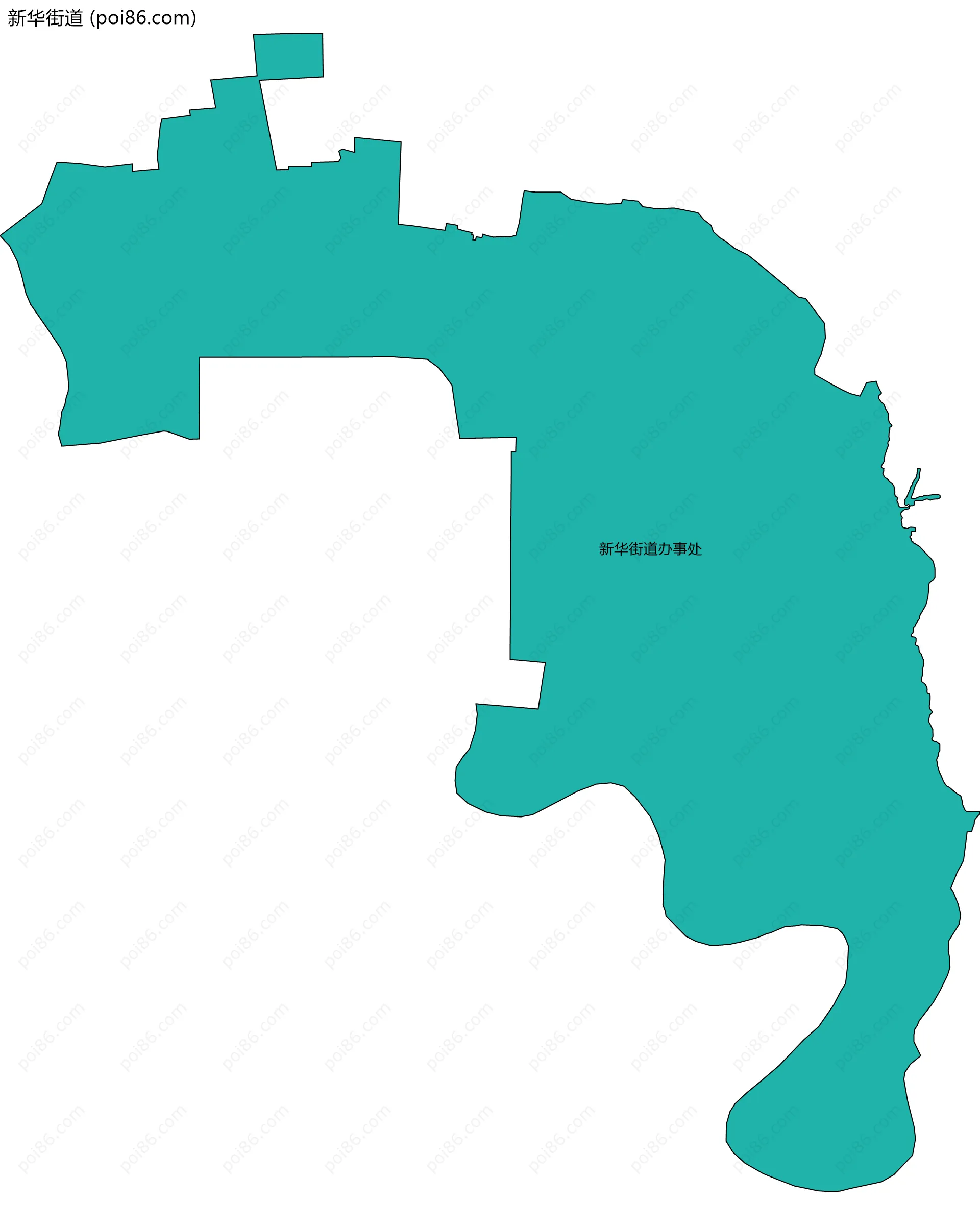 新华街道边界地图(五级行政区划)