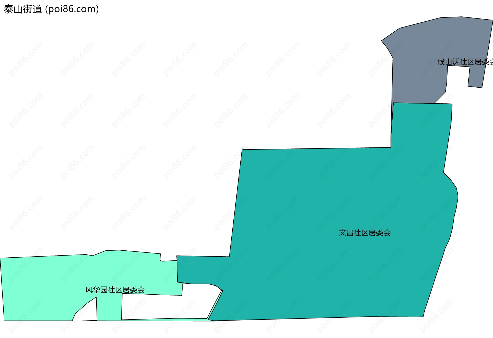 泰山街道边界地图(五级行政区划)