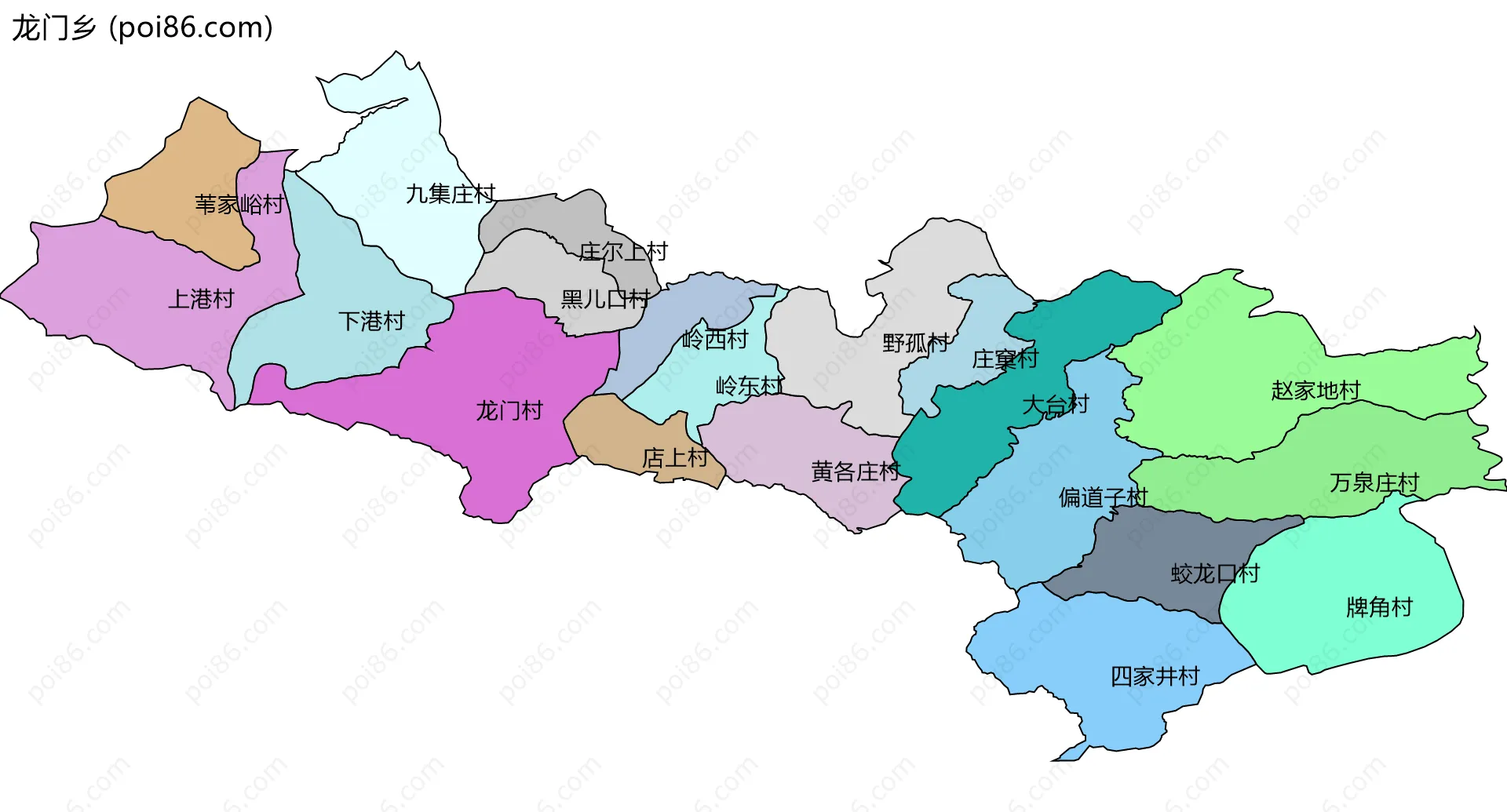 龙门乡边界地图(五级行政区划)
