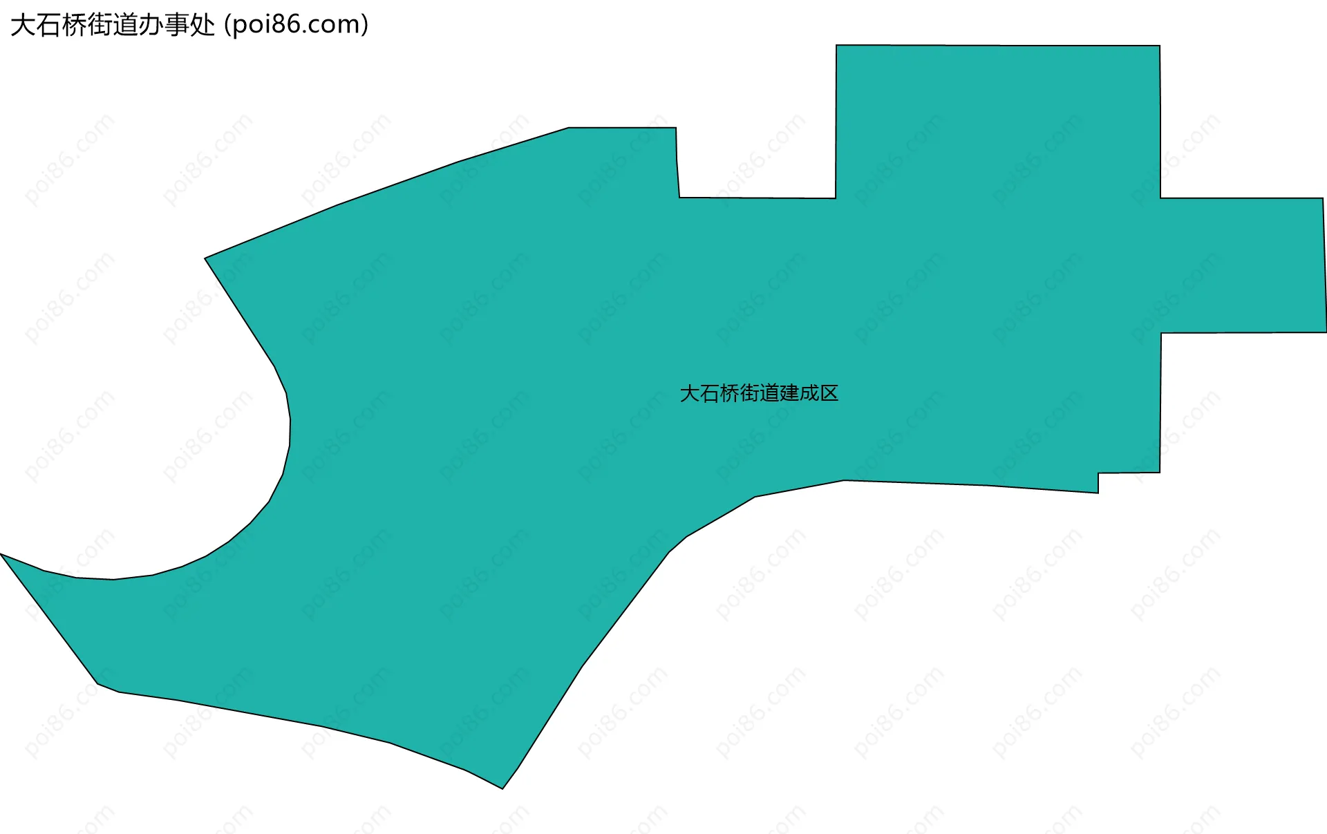 大石桥街道办事处边界地图(五级行政区划)
