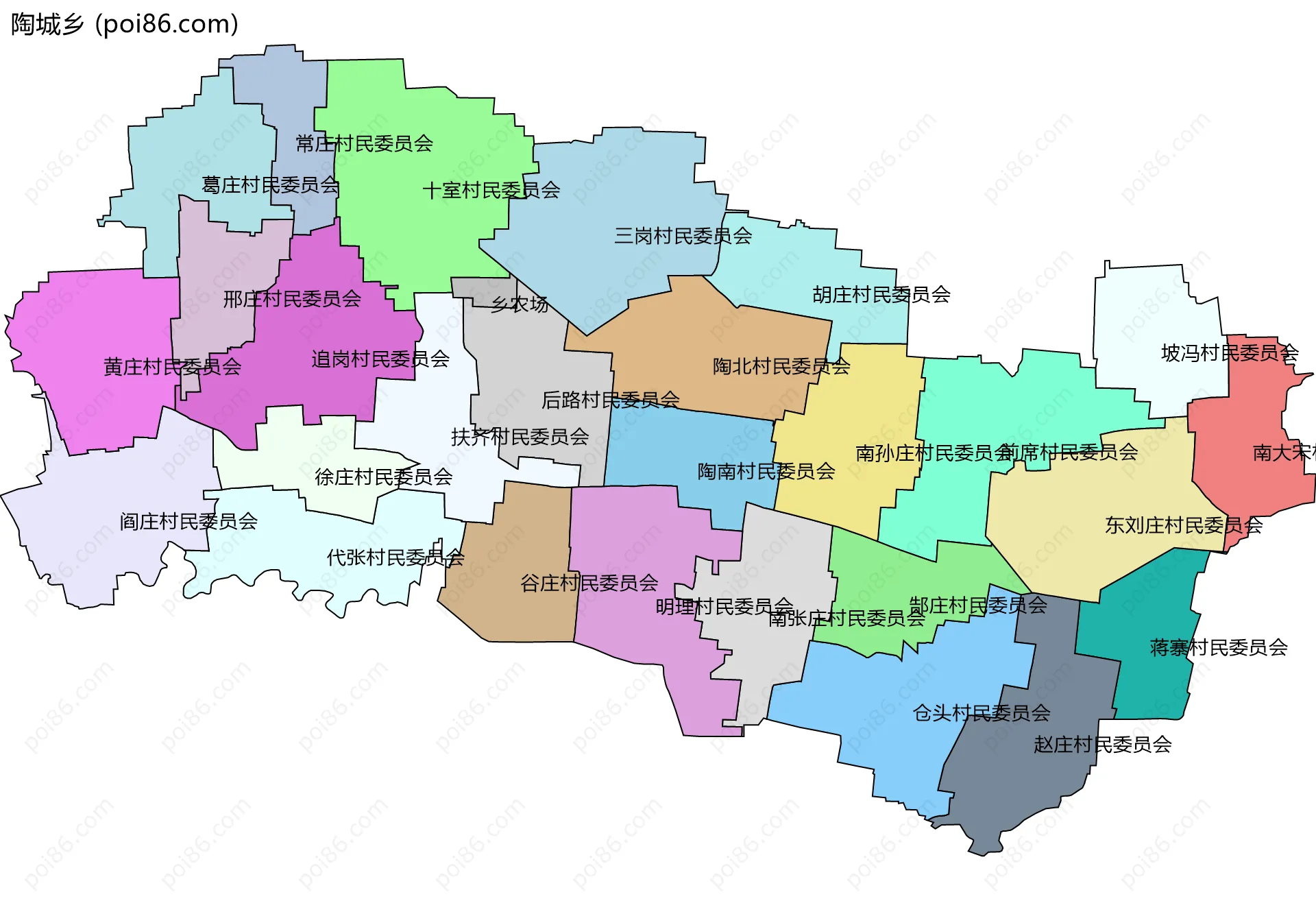 陶城乡边界地图(五级行政区划)
