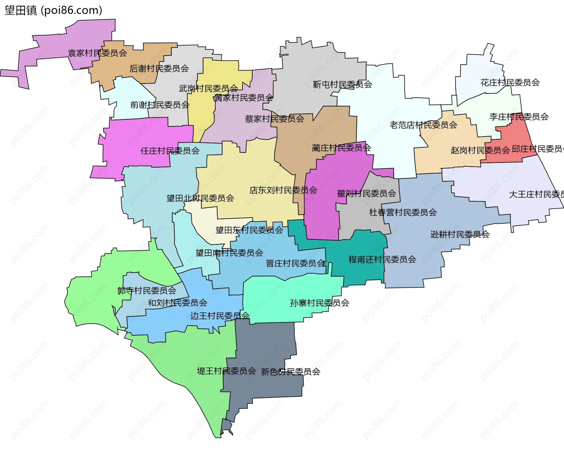 望田镇边界地图(五级行政区划)