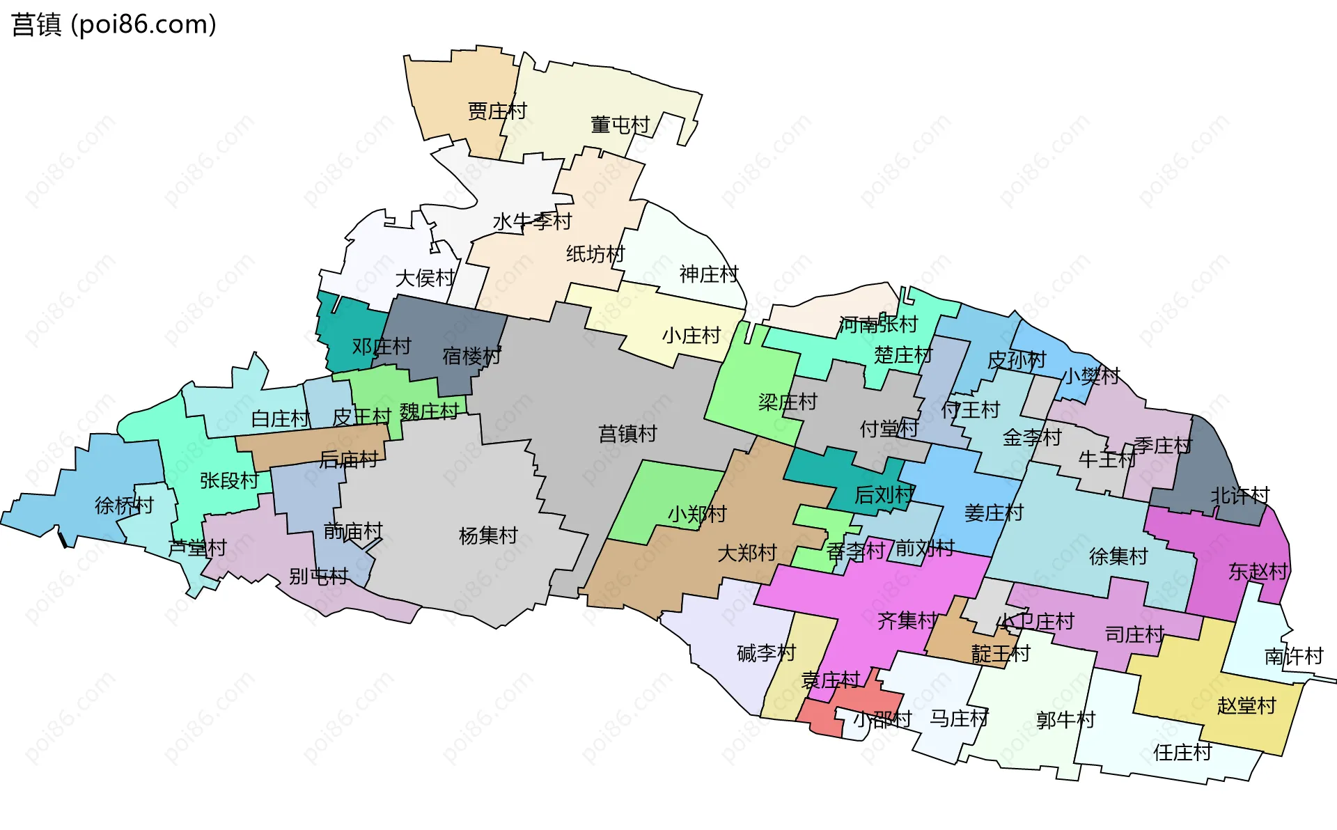 莒镇边界地图(五级行政区划)